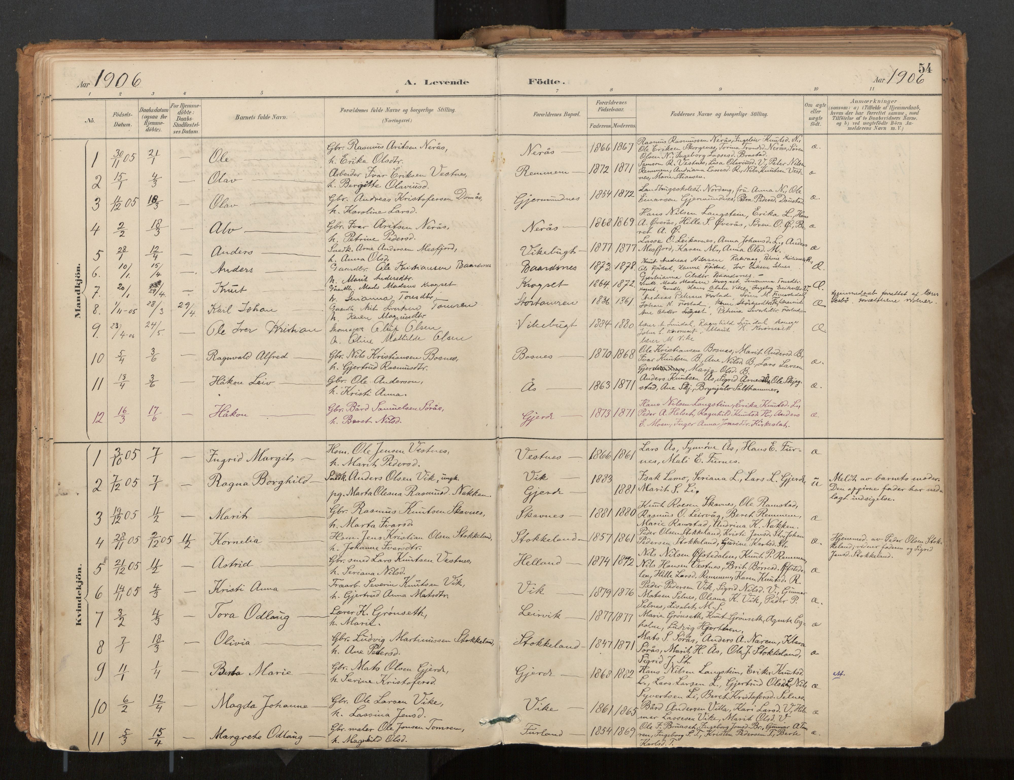 Ministerialprotokoller, klokkerbøker og fødselsregistre - Møre og Romsdal, AV/SAT-A-1454/539/L0531: Parish register (official) no. 539A04, 1887-1913, p. 54