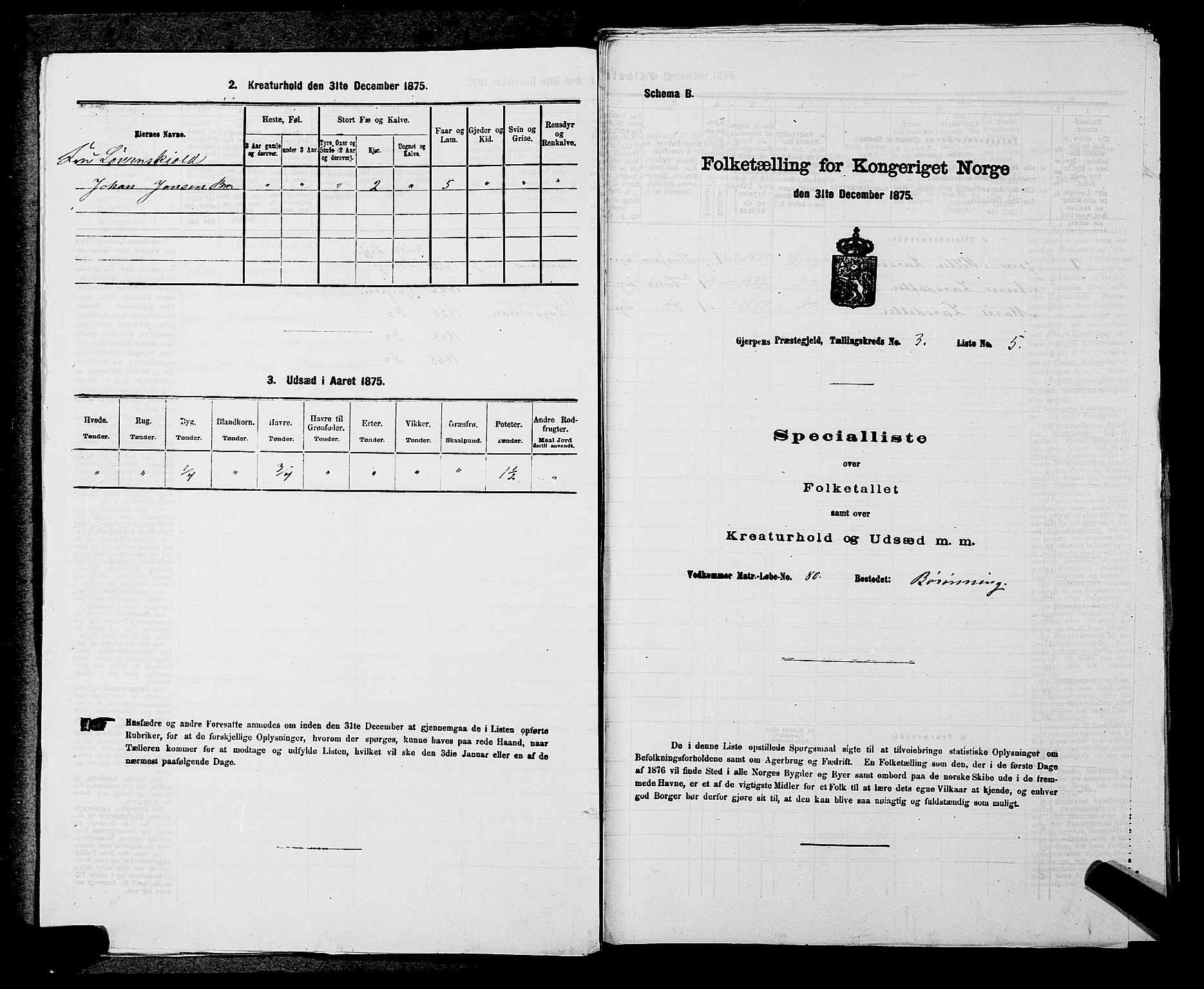 SAKO, 1875 census for 0812P Gjerpen, 1875, p. 376