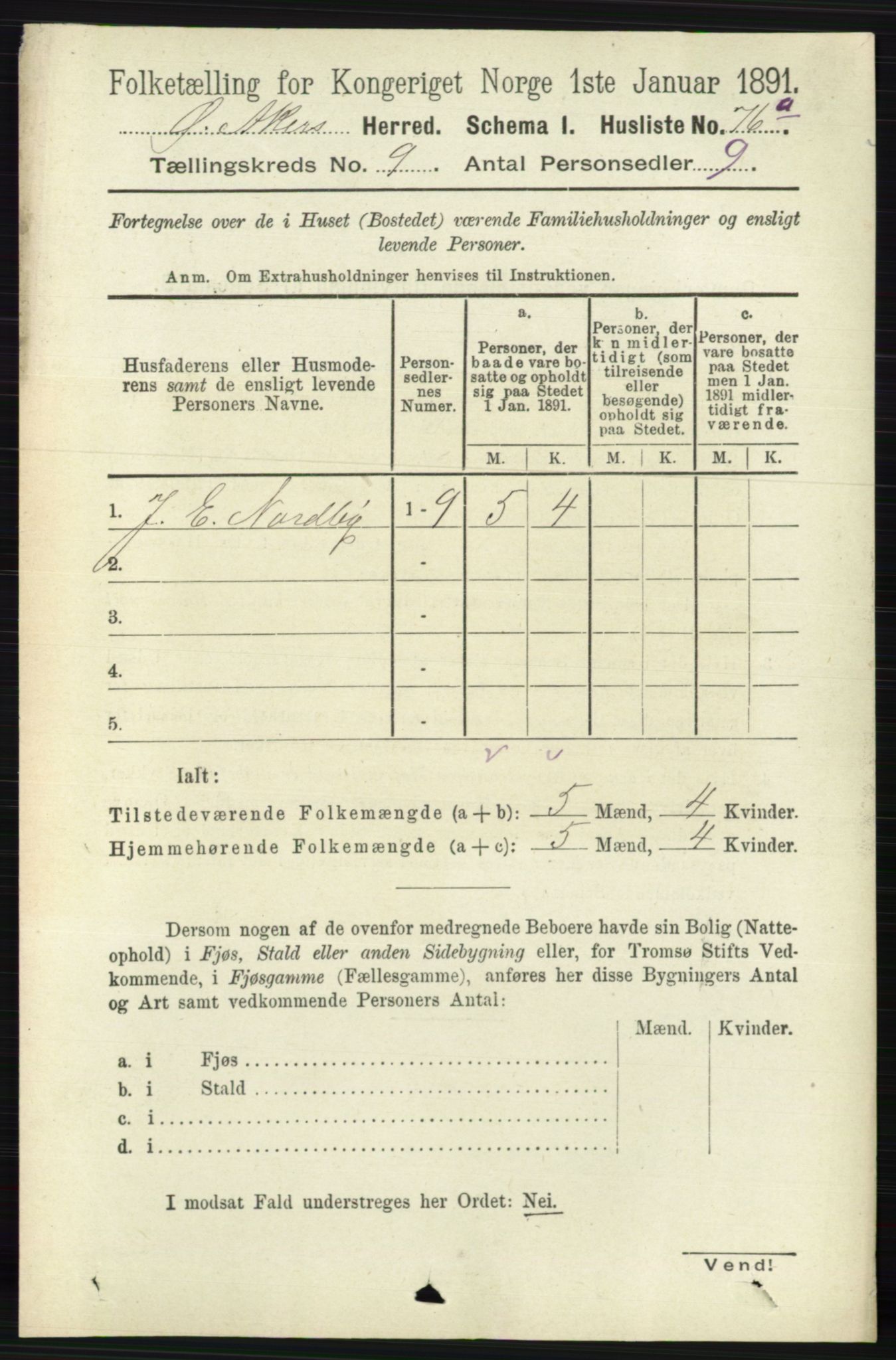 RA, 1891 census for 0218 Aker, 1891, p. 8362