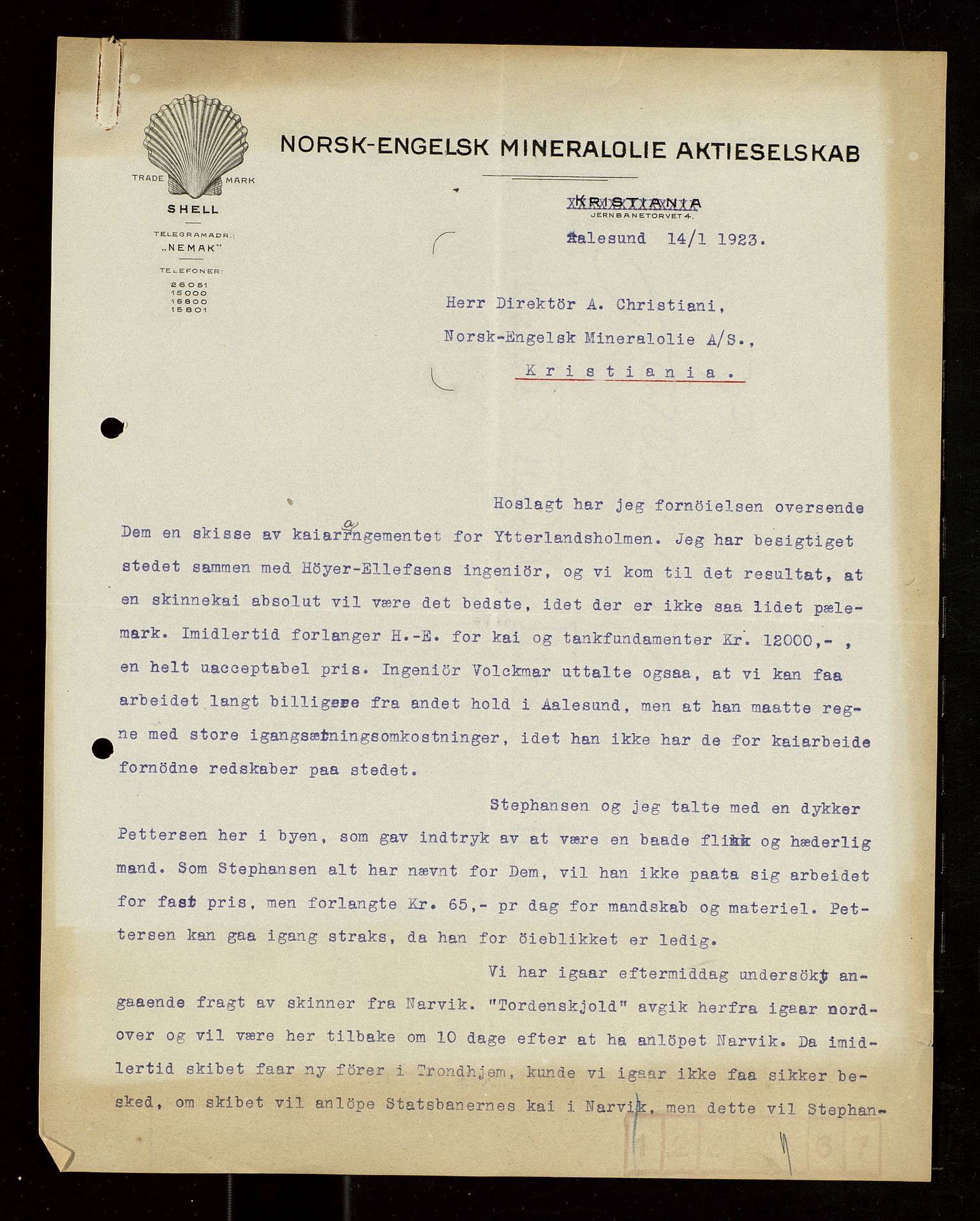 Pa 1521 - A/S Norske Shell, AV/SAST-A-101915/E/Ea/Eaa/L0021: Sjefskorrespondanse, 1918, p. 95