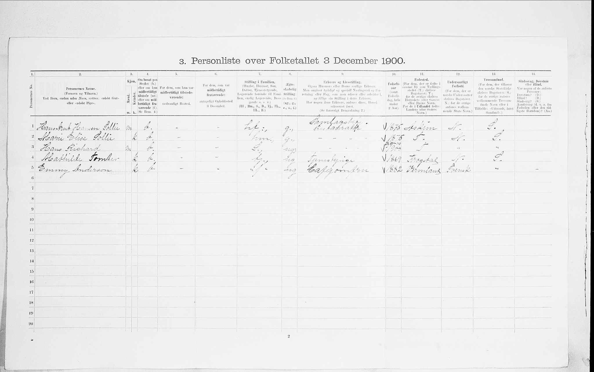 SAO, 1900 census for Kristiania, 1900, p. 103320