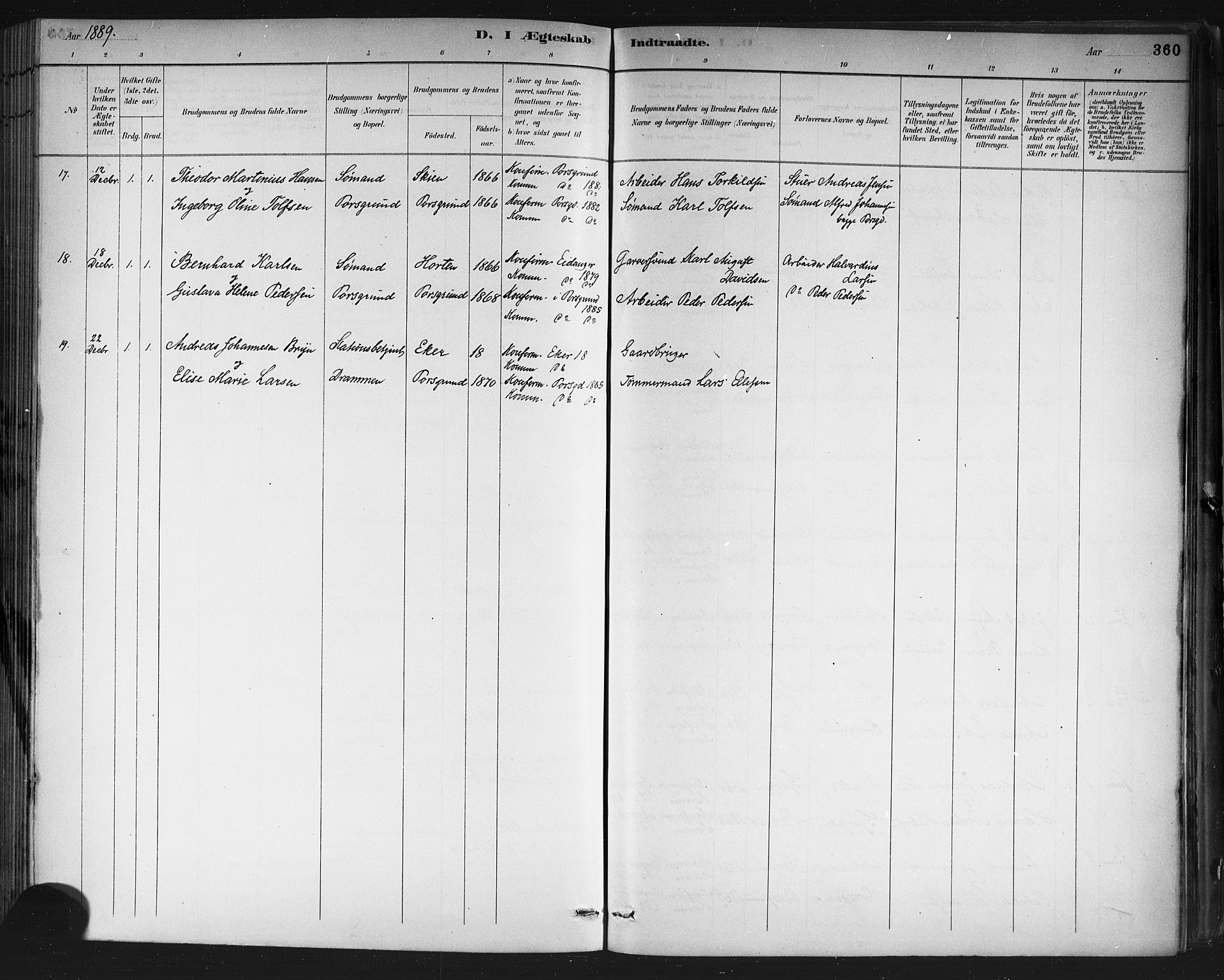 Porsgrunn kirkebøker , SAKO/A-104/G/Gb/L0005: Parish register (copy) no. II 5, 1883-1915, p. 360