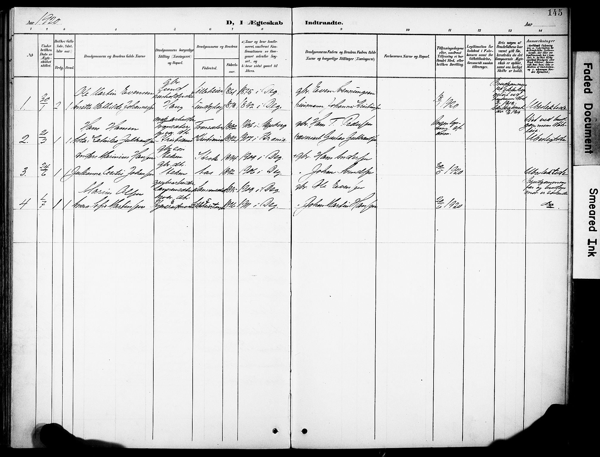 Rakkestad prestekontor Kirkebøker, AV/SAO-A-2008/F/Fb/L0002: Parish register (official) no. II 2, 1900-1920, p. 145