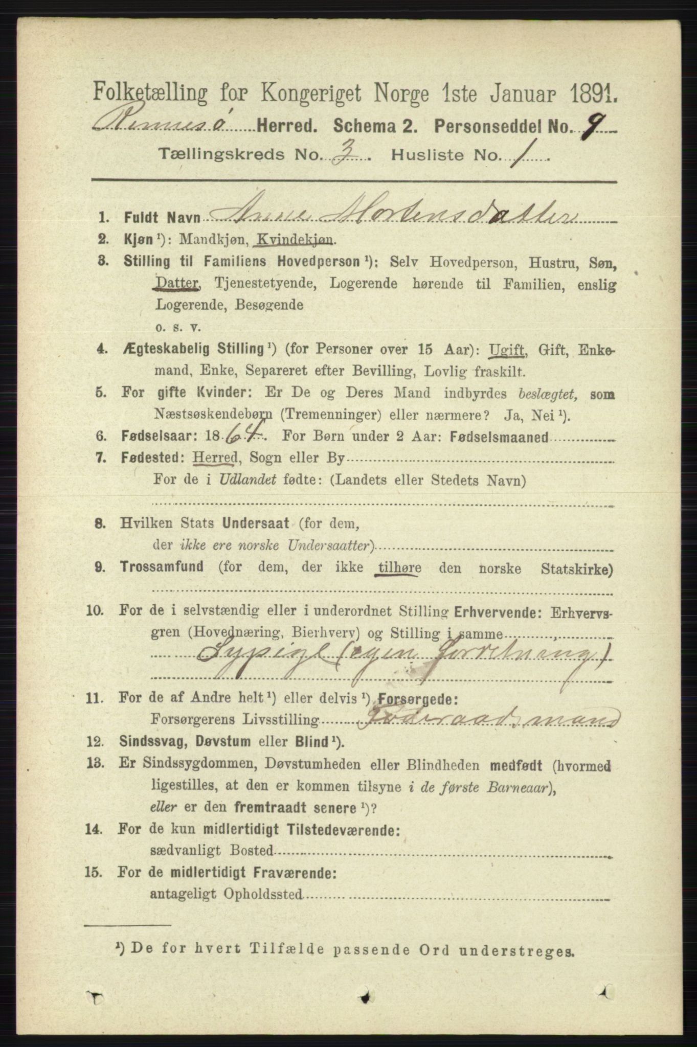 RA, 1891 census for 1142 Rennesøy, 1891, p. 997