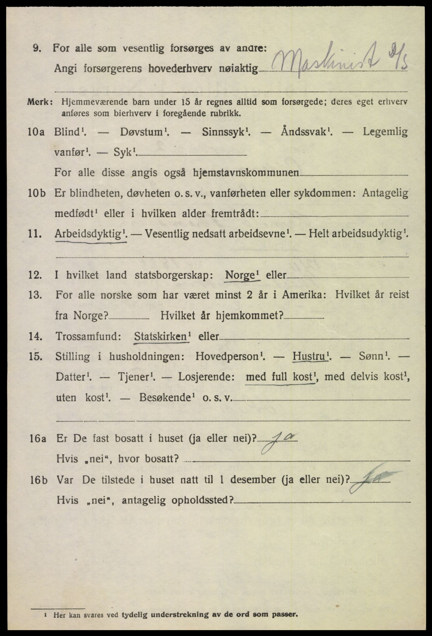 SAK, 1920 census for Oddernes, 1920, p. 2134