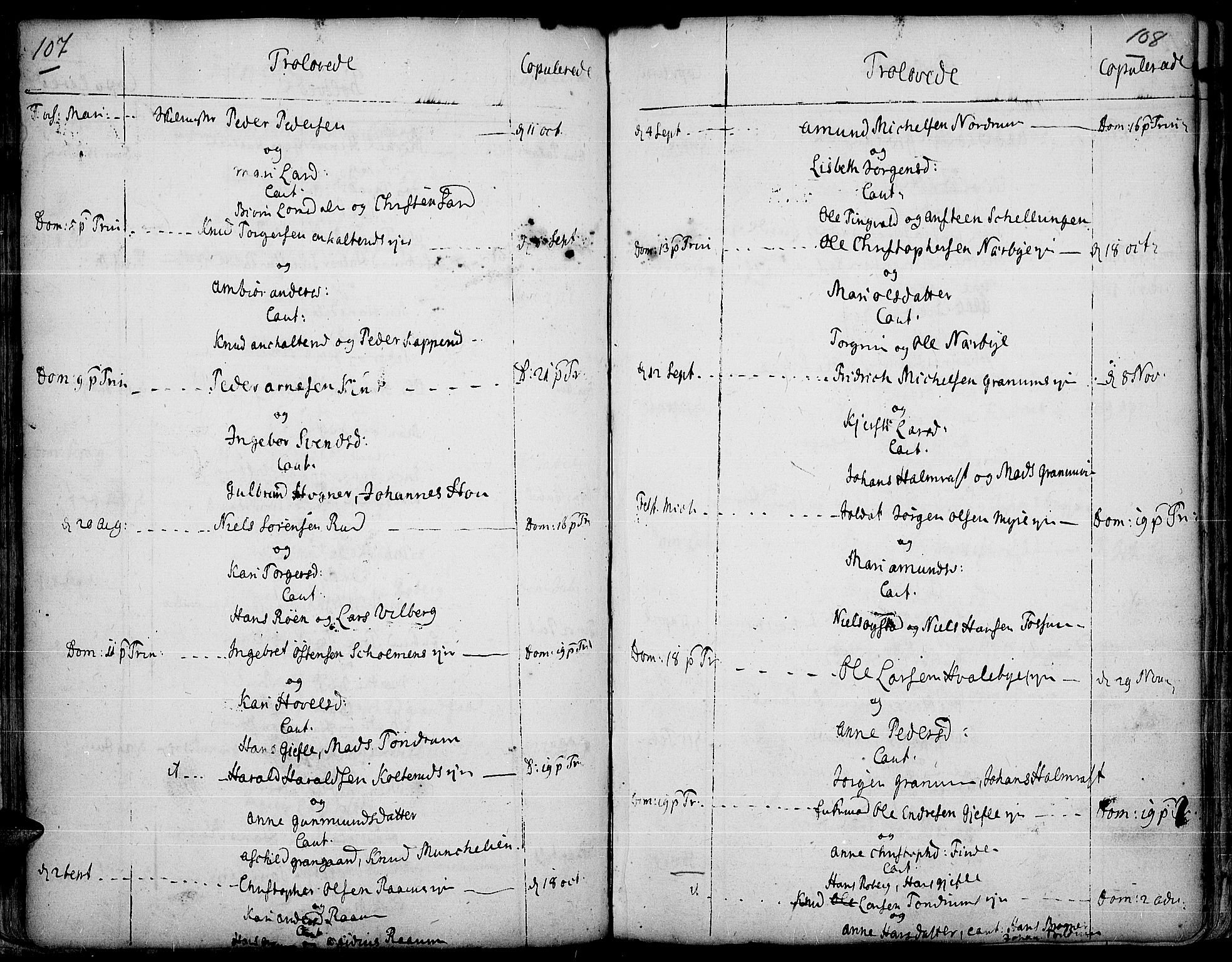 Land prestekontor, AV/SAH-PREST-120/H/Ha/Haa/L0003: Parish register (official) no. 3, 1733-1764, p. 107-108