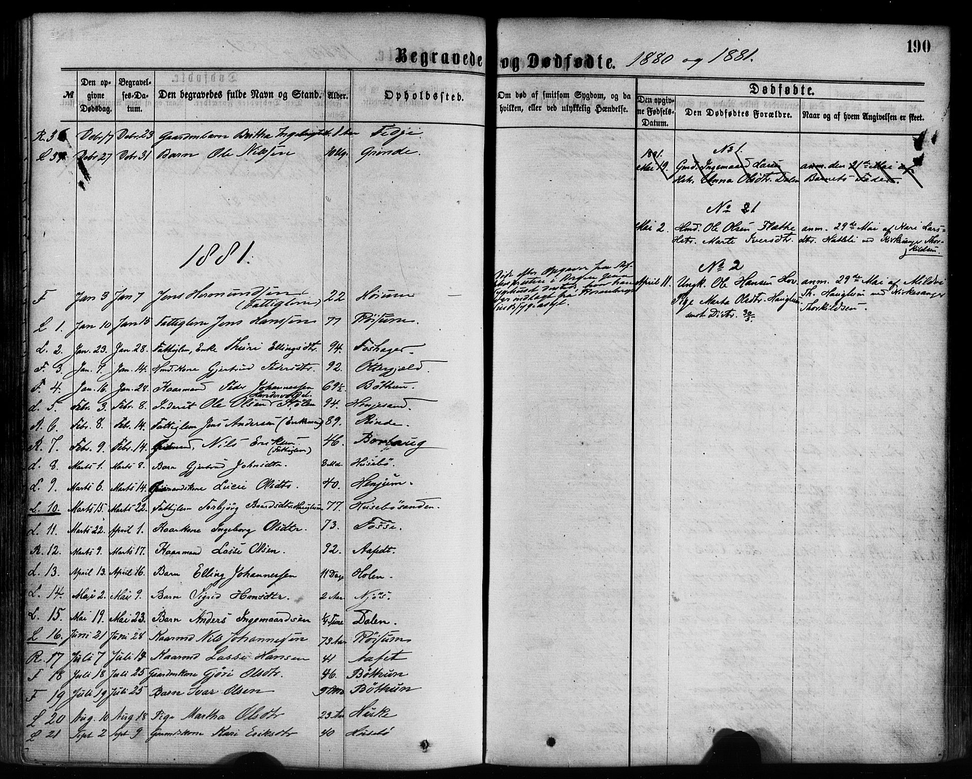 Leikanger sokneprestembete, SAB/A-81001: Parish register (official) no. A 9, 1869-1888, p. 190