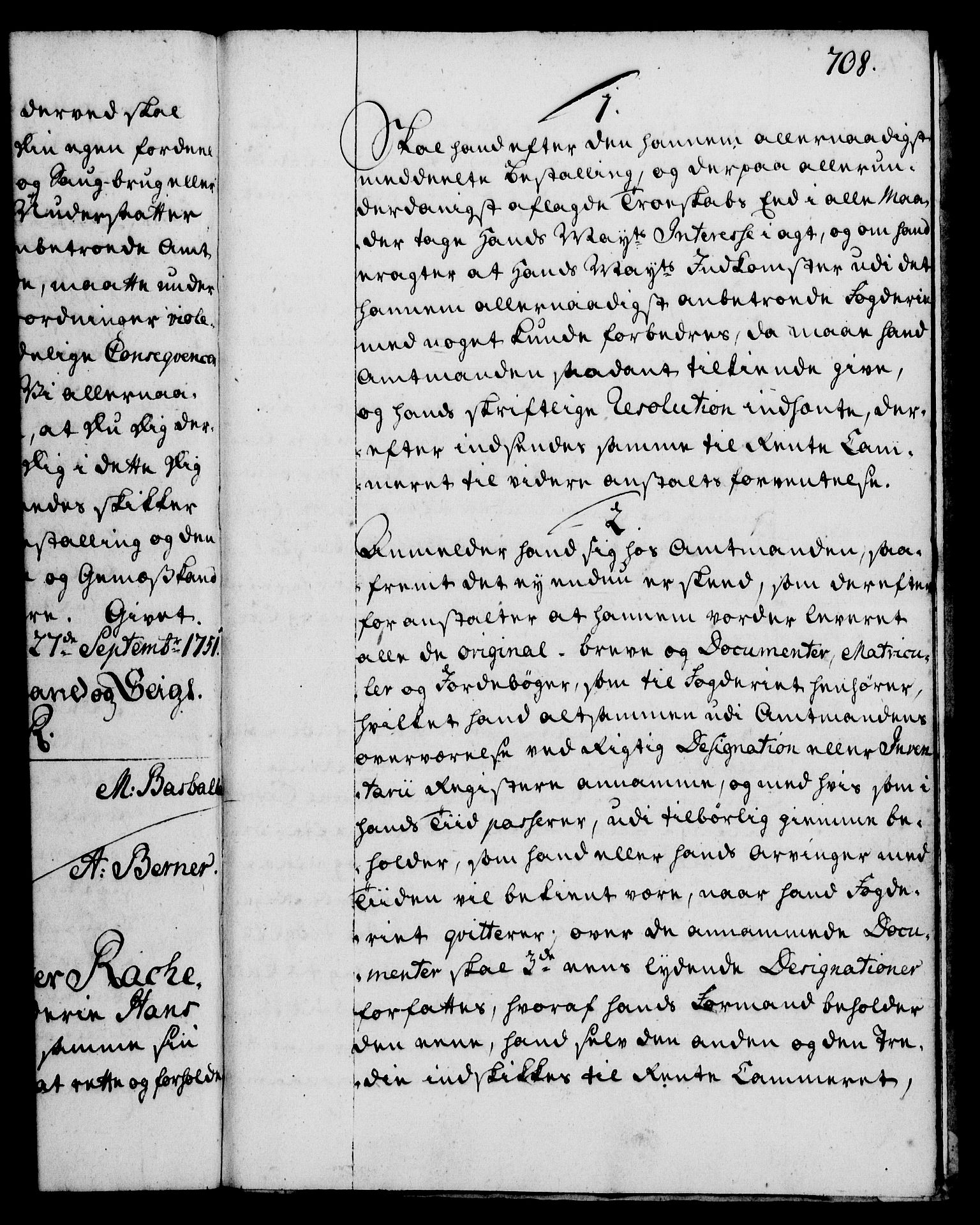Rentekammeret, Kammerkanselliet, AV/RA-EA-3111/G/Gg/Ggi/L0002: Norsk instruksjonsprotokoll med register (merket RK 53.35), 1729-1751, p. 708
