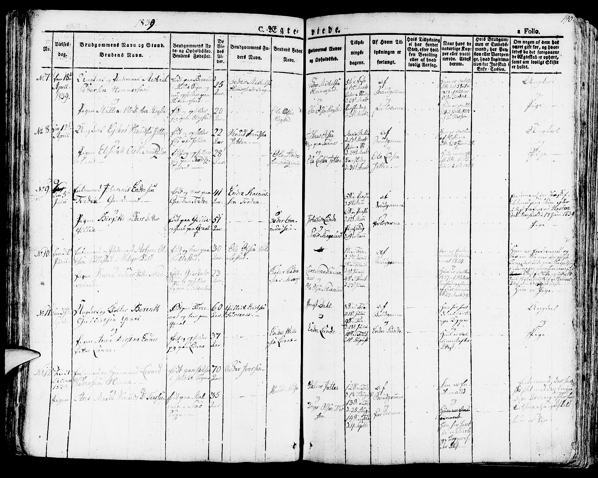 Høyland sokneprestkontor, SAST/A-101799/001/30BA/L0007: Parish register (official) no. A 7 /1, 1825-1841, p. 190