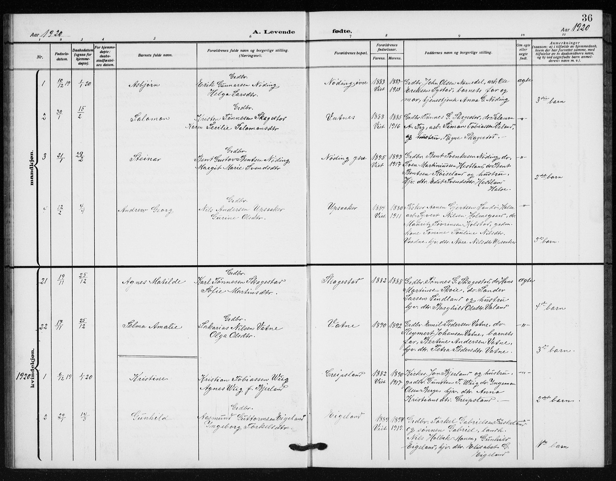 Holum sokneprestkontor, SAK/1111-0022/F/Fb/Fba/L0006: Parish register (copy) no. B 6, 1910-1936, p. 36