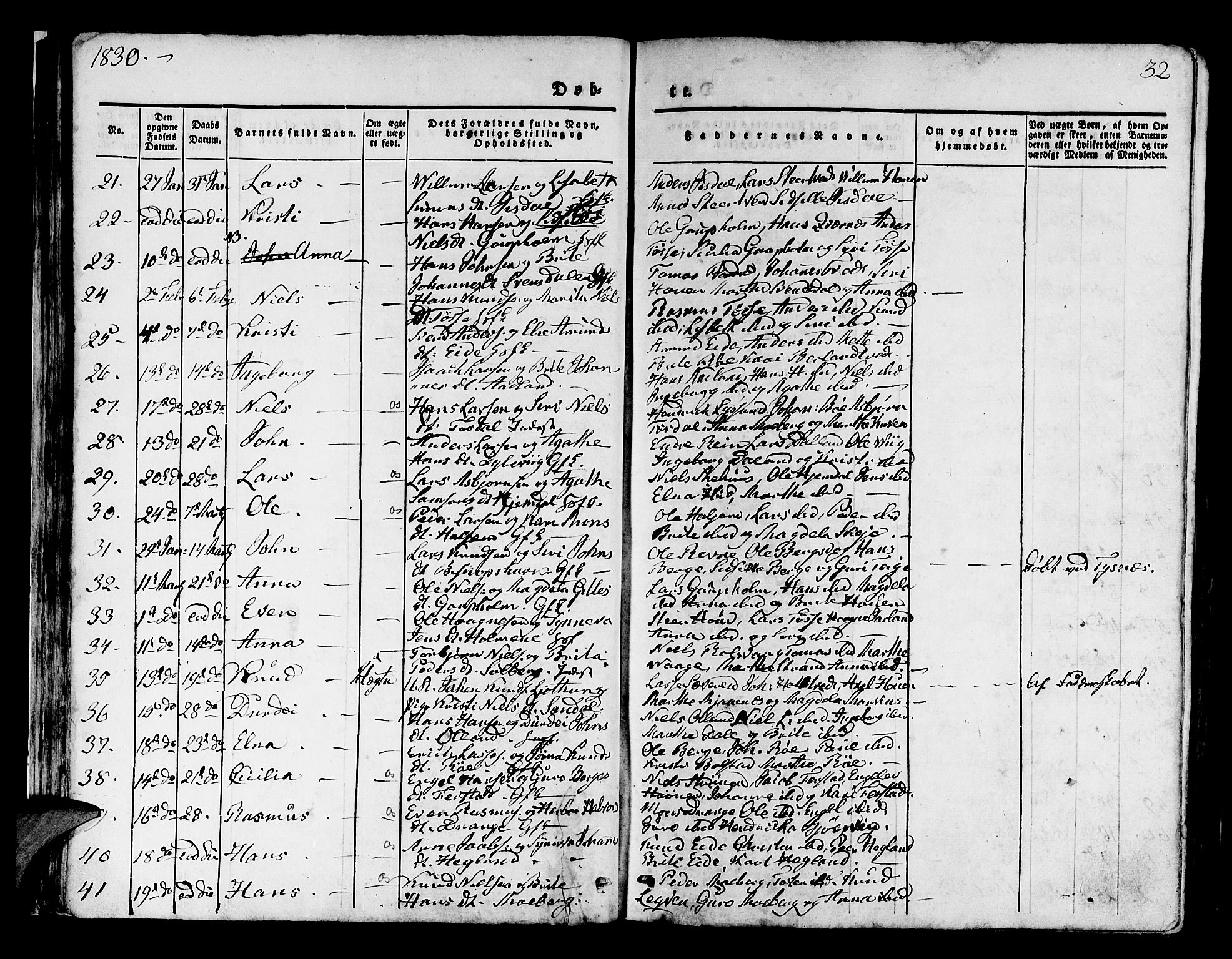 Os sokneprestembete, AV/SAB-A-99929: Parish register (official) no. A 14, 1826-1839, p. 32