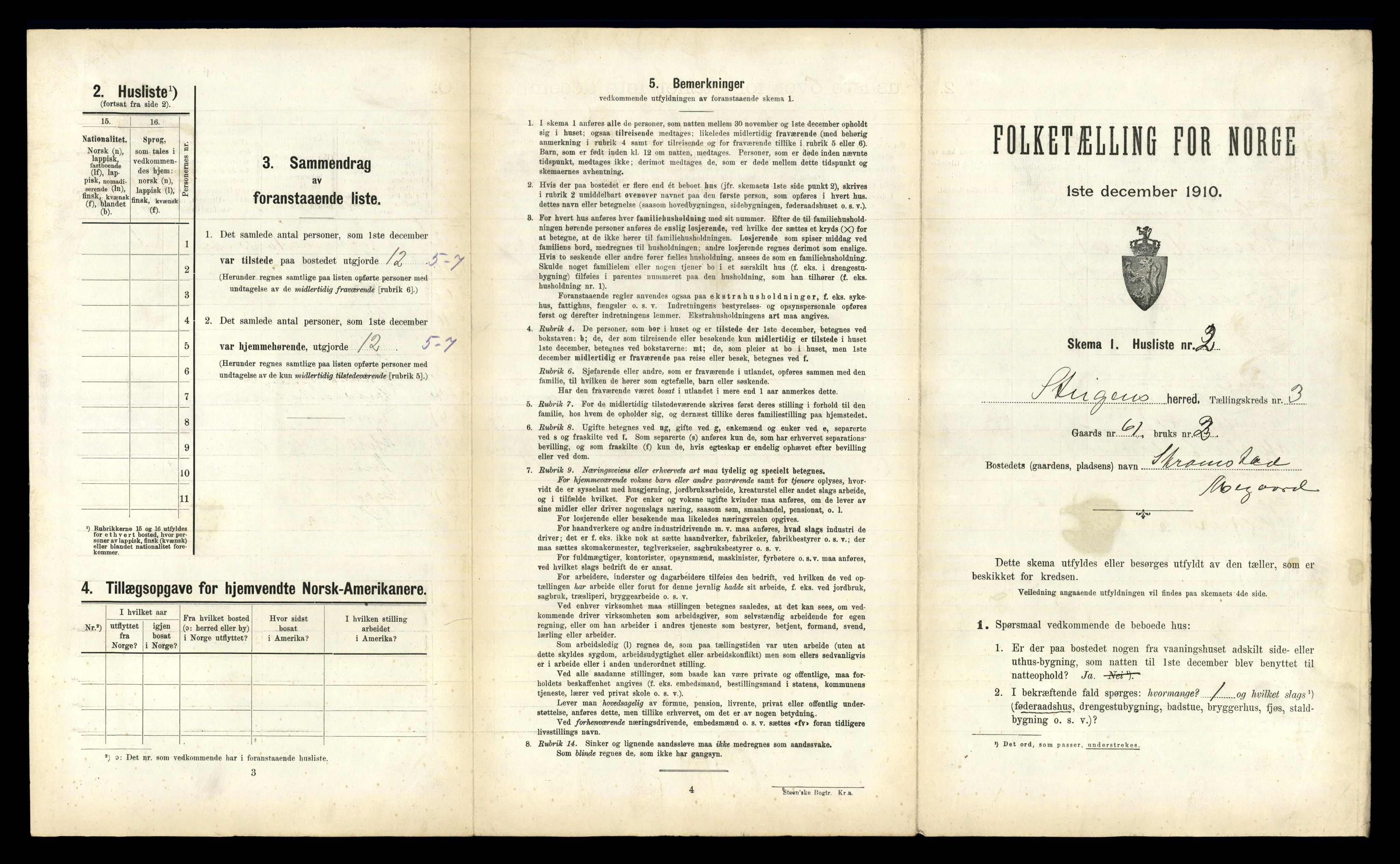 RA, 1910 census for Steigen, 1910, p. 197