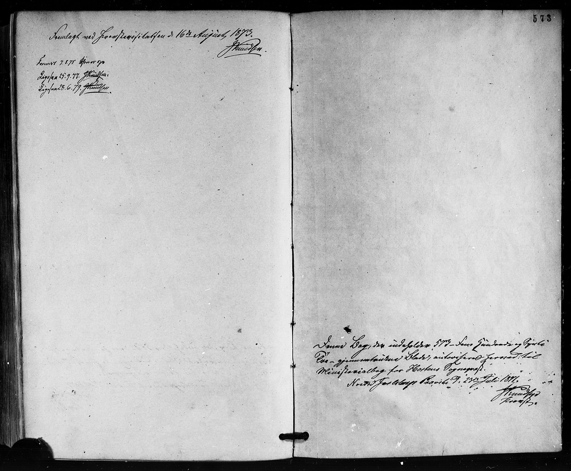 Horten kirkebøker, SAKO/A-348/F/Fa/L0002: Parish register (official) no. 2, 1872-1877, p. 573