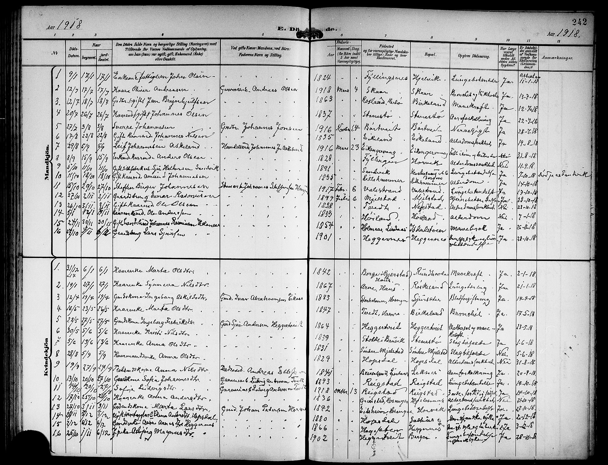 Hamre sokneprestembete, SAB/A-75501/H/Ha/Hab: Parish register (copy) no. B 4, 1898-1919, p. 242