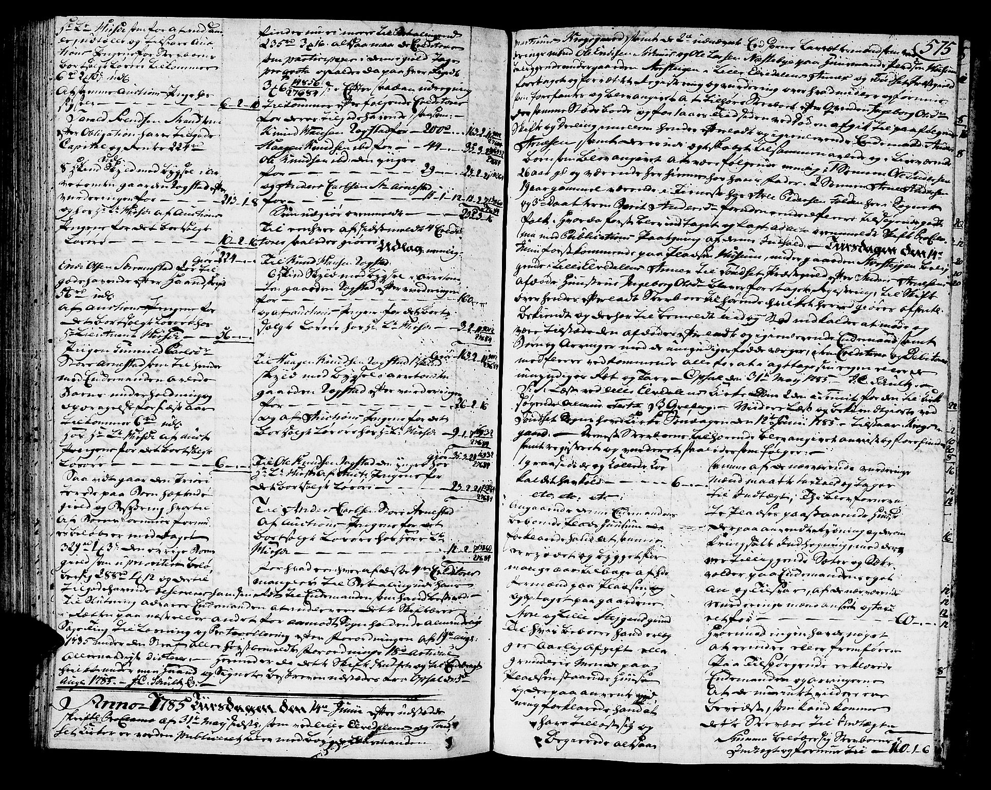 Østerdalen sorenskriveri, SAH/TING-032/J/Ja/L0004: Skifteprotokoll, 1781-1785, p. 574b-575a