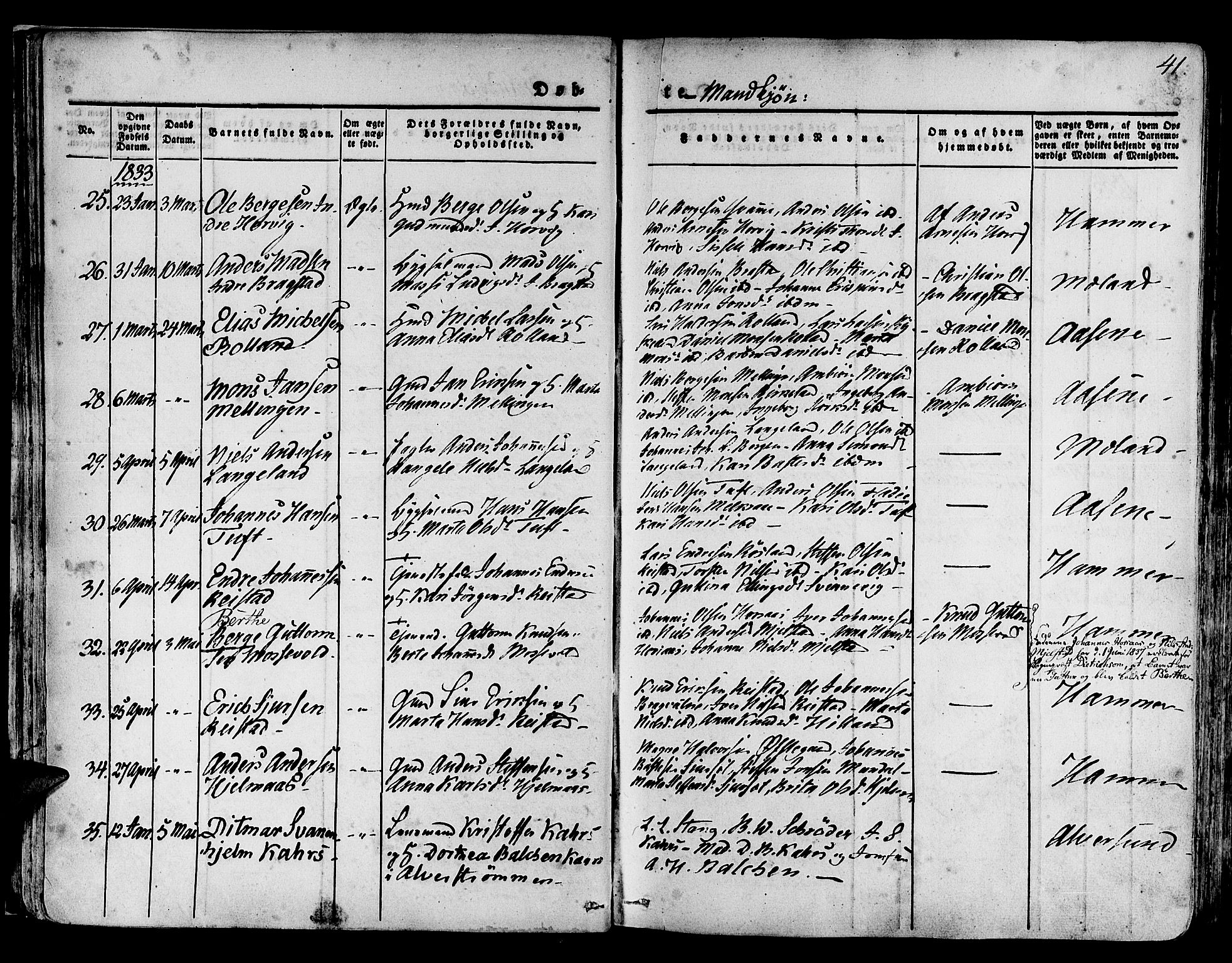 Hamre sokneprestembete, AV/SAB-A-75501/H/Ha/Haa/Haaa/L0011: Parish register (official) no. A 11, 1826-1834, p. 41