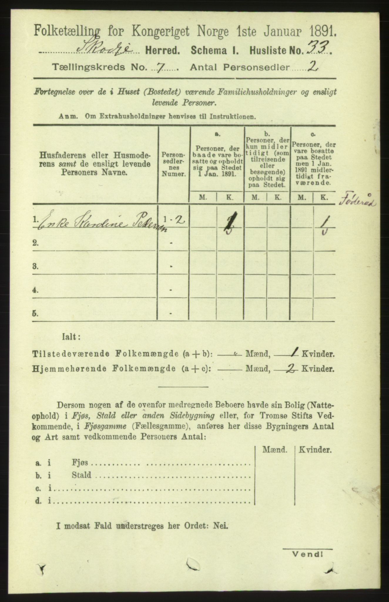 RA, 1891 census for 1529 Skodje, 1891, p. 1403