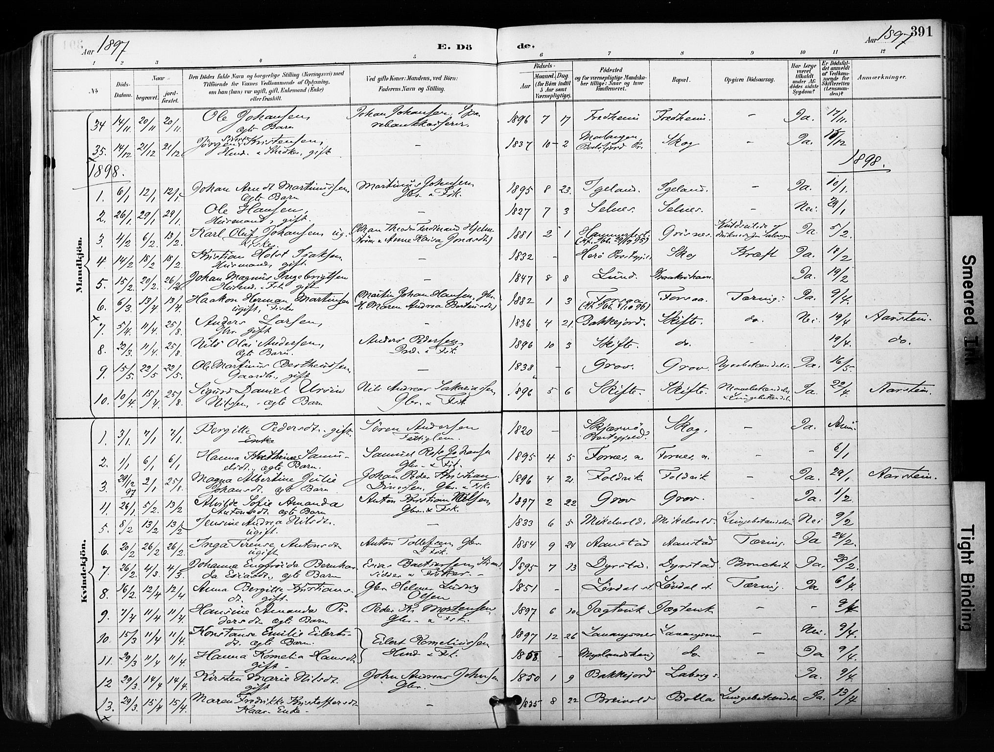 Ibestad sokneprestembete, SATØ/S-0077/H/Ha/Haa/L0012kirke: Parish register (official) no. 12, 1890-1900, p. 391