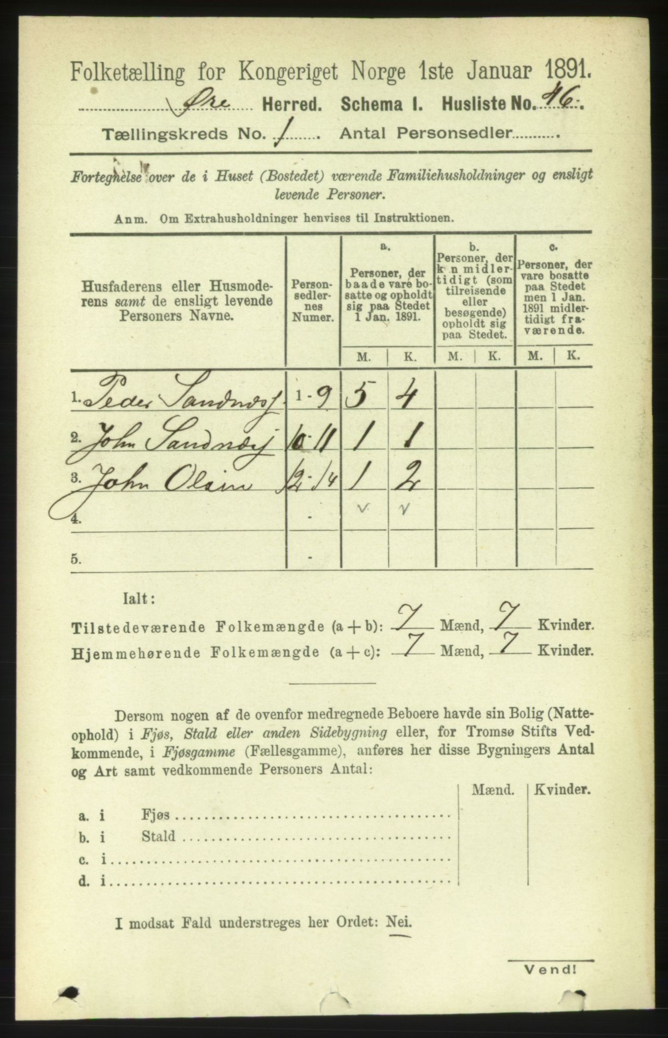 RA, 1891 census for 1558 Øre, 1891, p. 63