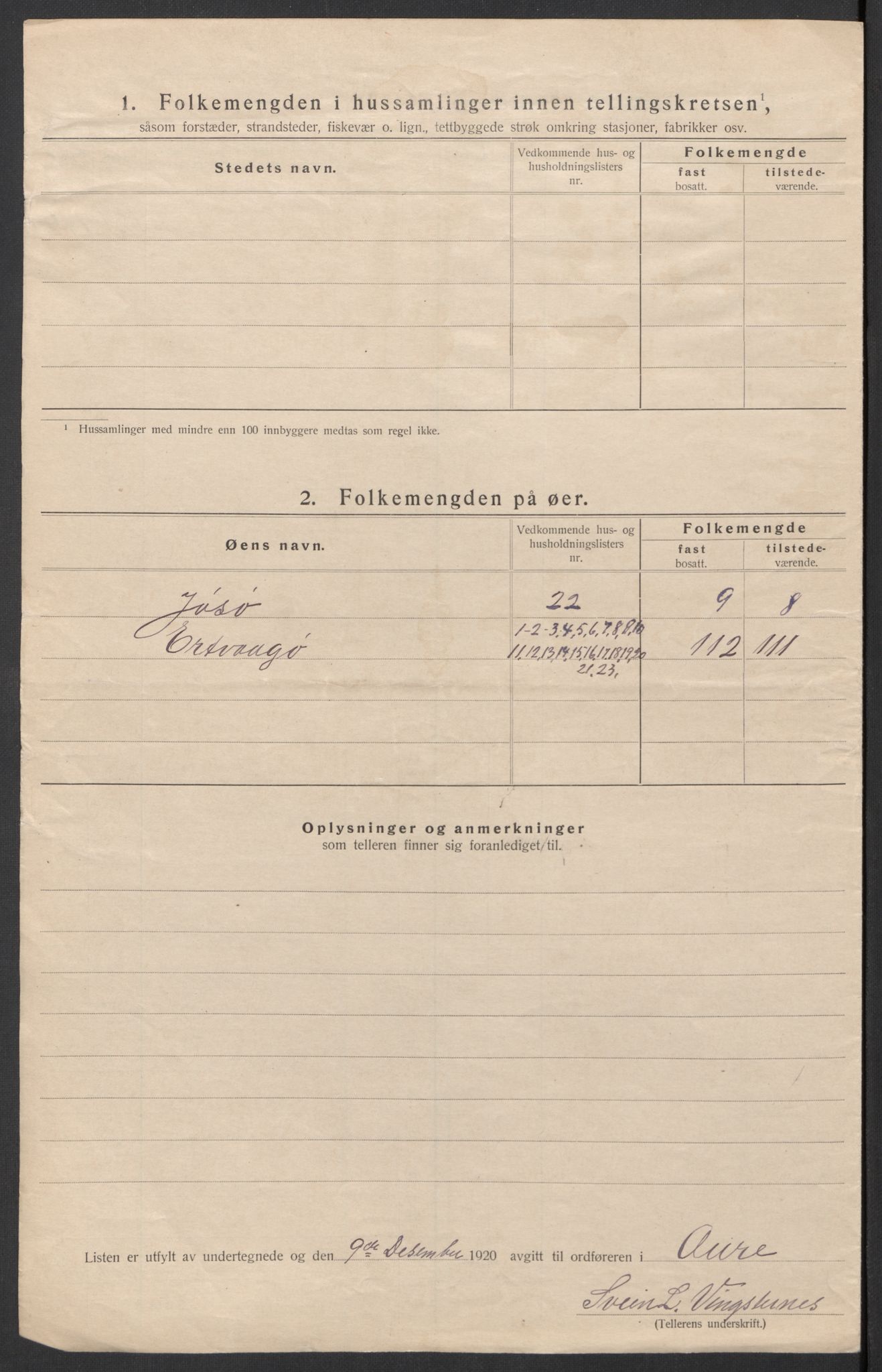 SAT, 1920 census for Aure, 1920, p. 37