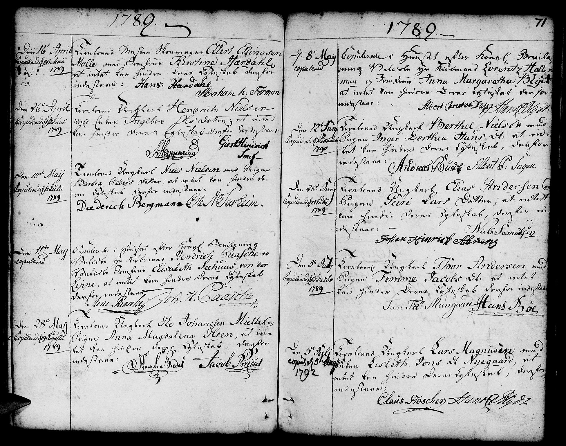 Nykirken Sokneprestembete, SAB/A-77101/H/Haa/L0008: Parish register (official) no. A 8, 1776-1814, p. 71