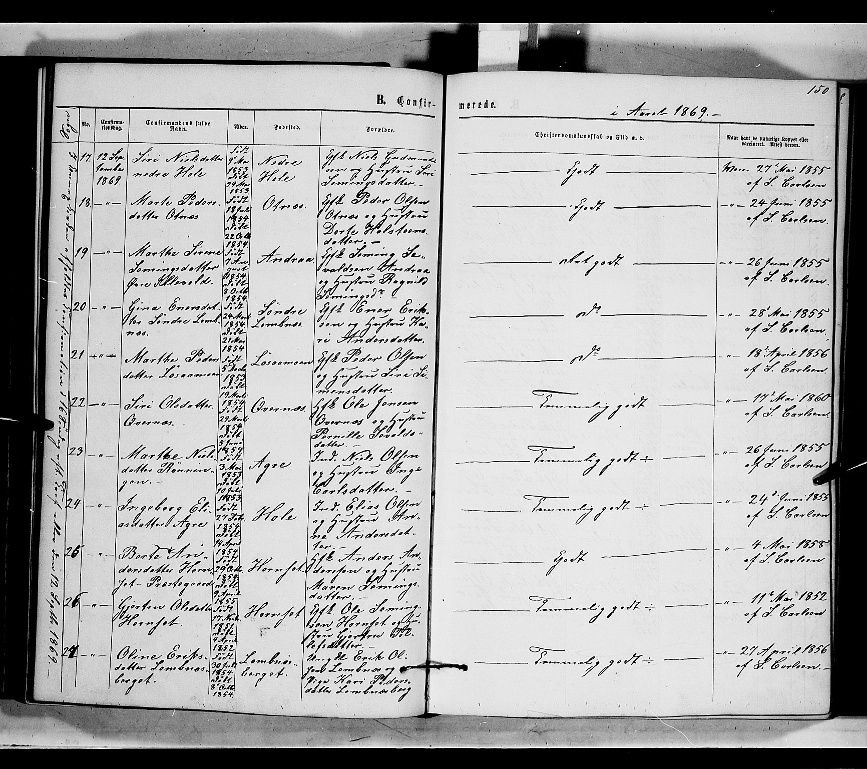 Rendalen prestekontor, AV/SAH-PREST-054/H/Ha/Haa/L0006: Parish register (official) no. 6, 1867-1877, p. 150