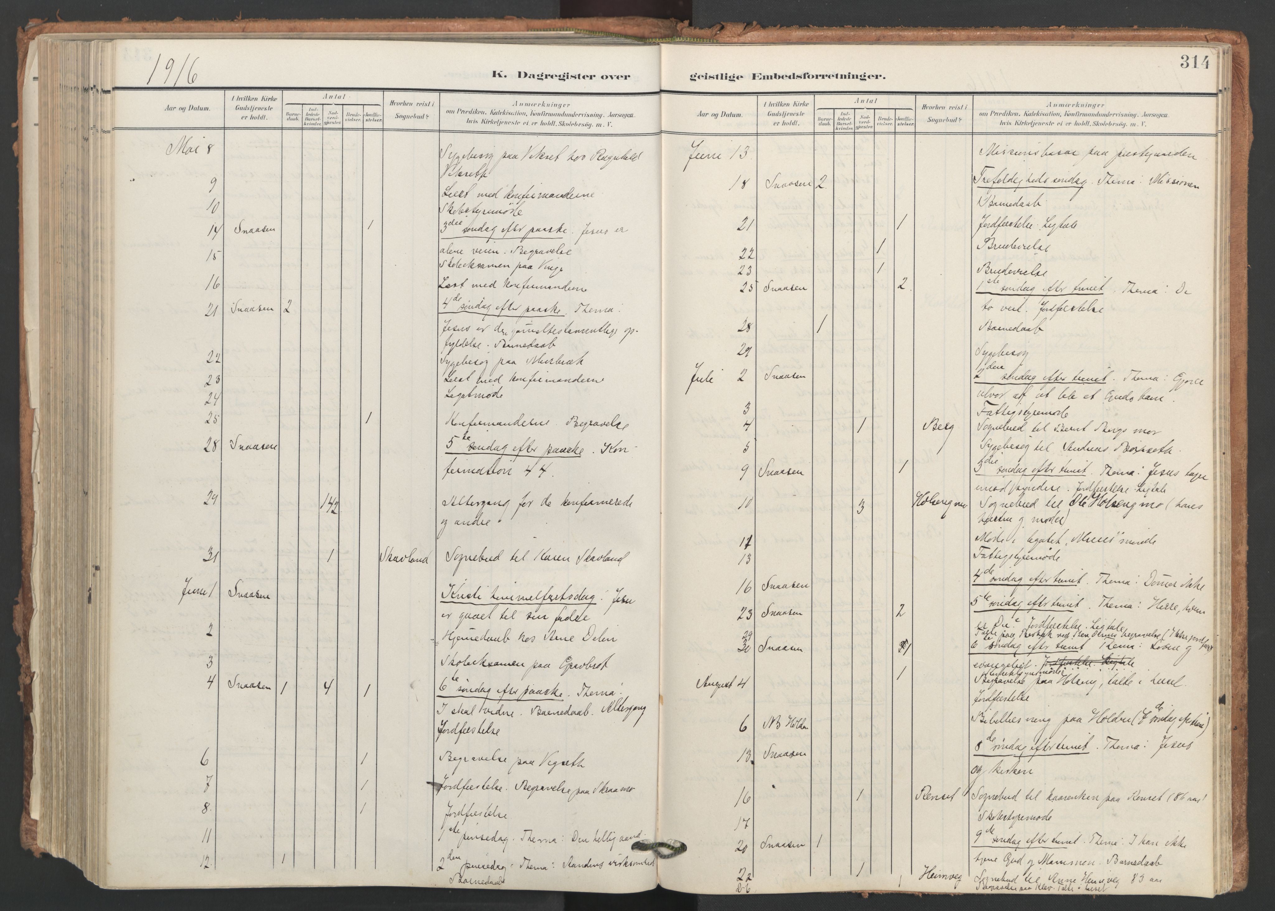 Ministerialprotokoller, klokkerbøker og fødselsregistre - Nord-Trøndelag, AV/SAT-A-1458/749/L0477: Parish register (official) no. 749A11, 1902-1927, p. 314