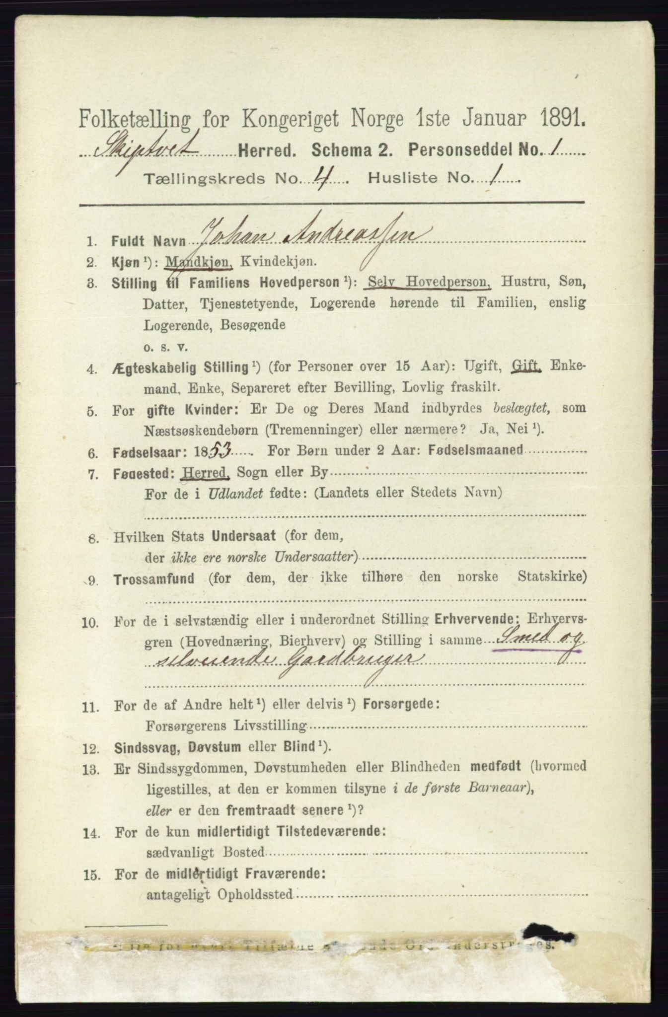 RA, 1891 census for 0127 Skiptvet, 1891, p. 1964