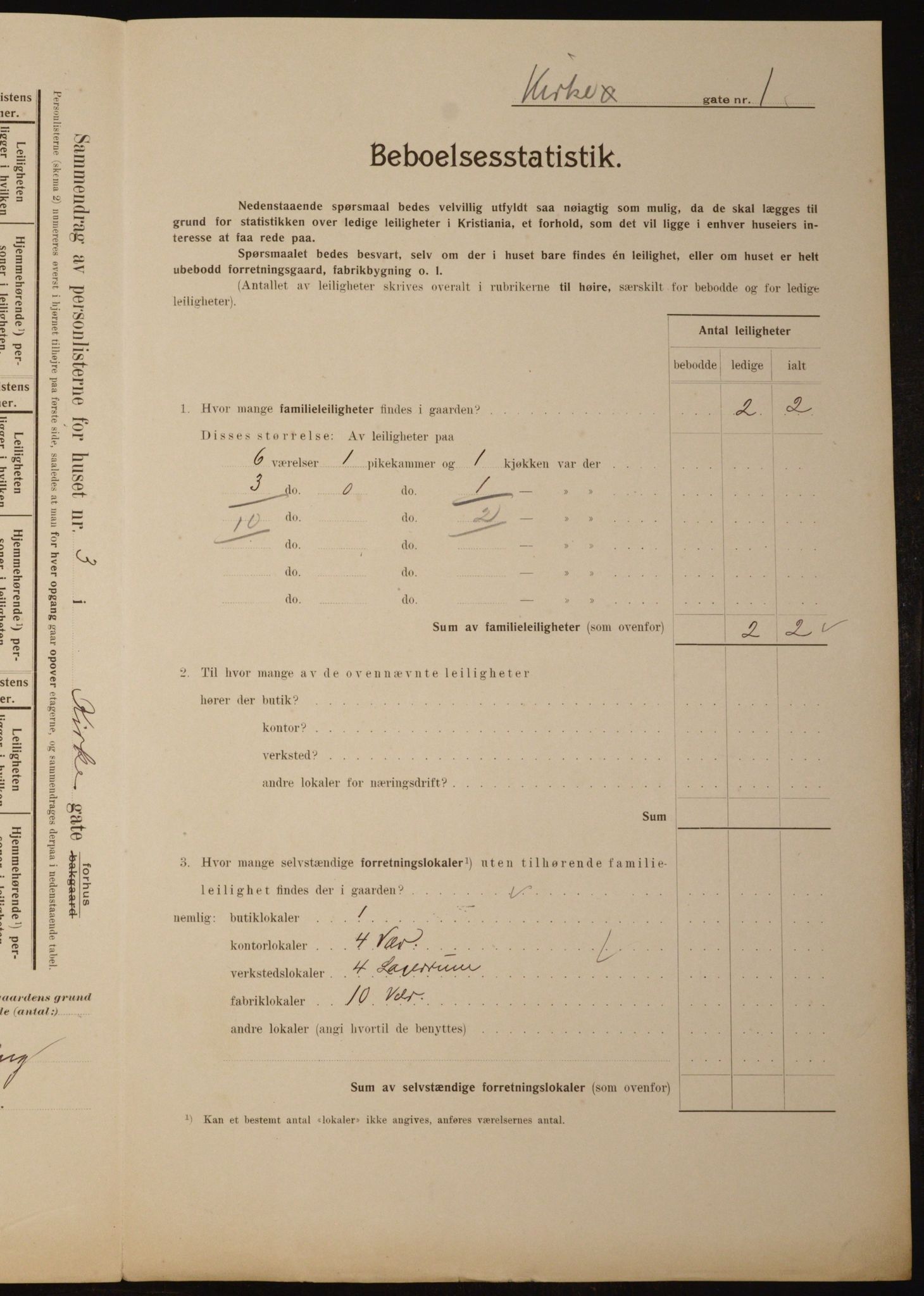 OBA, Municipal Census 1910 for Kristiania, 1910, p. 48213