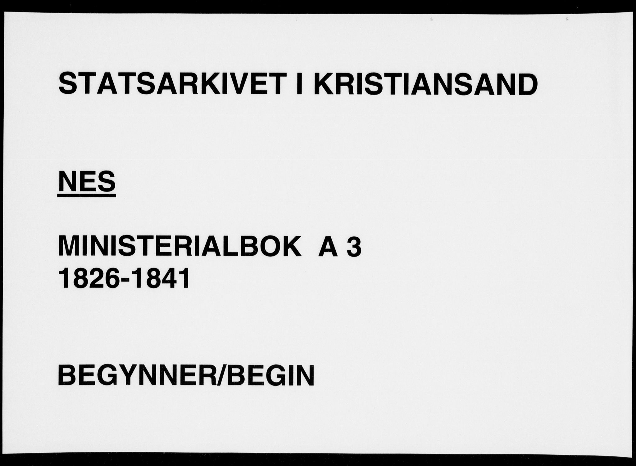Flekkefjord sokneprestkontor, SAK/1111-0012/F/Fa/Fac/L0003: Parish register (official) no. A 3, 1826-1841