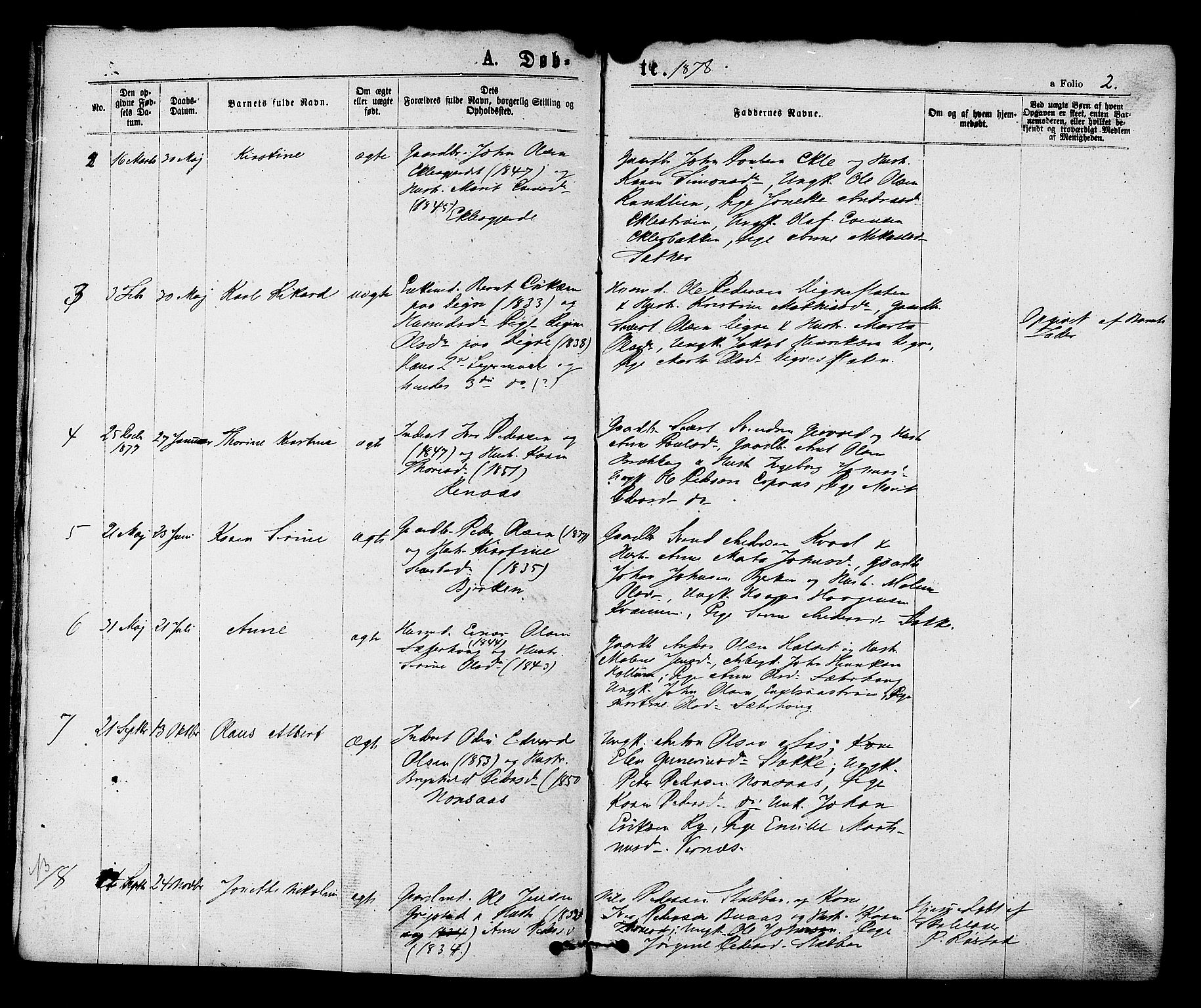 Ministerialprotokoller, klokkerbøker og fødselsregistre - Sør-Trøndelag, AV/SAT-A-1456/608/L0334: Parish register (official) no. 608A03, 1877-1886, p. 2