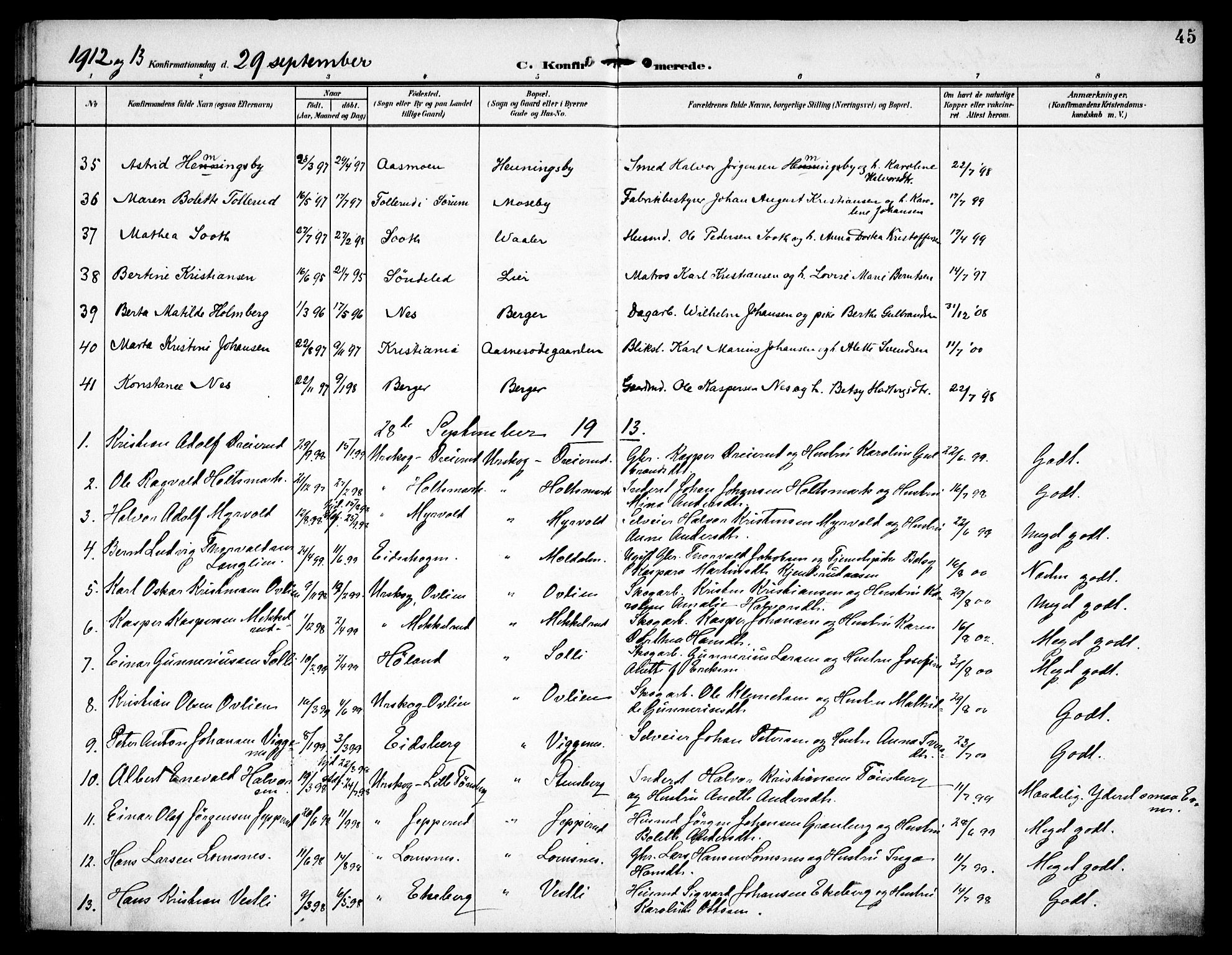 Aurskog prestekontor Kirkebøker, SAO/A-10304a/F/Fa/L0012: Parish register (official) no. I 12, 1902-1915, p. 45