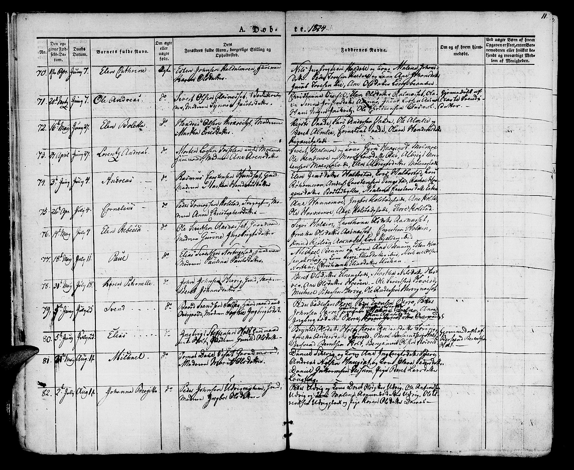 Ministerialprotokoller, klokkerbøker og fødselsregistre - Nord-Trøndelag, AV/SAT-A-1458/741/L0390: Parish register (official) no. 741A04, 1822-1836, p. 11