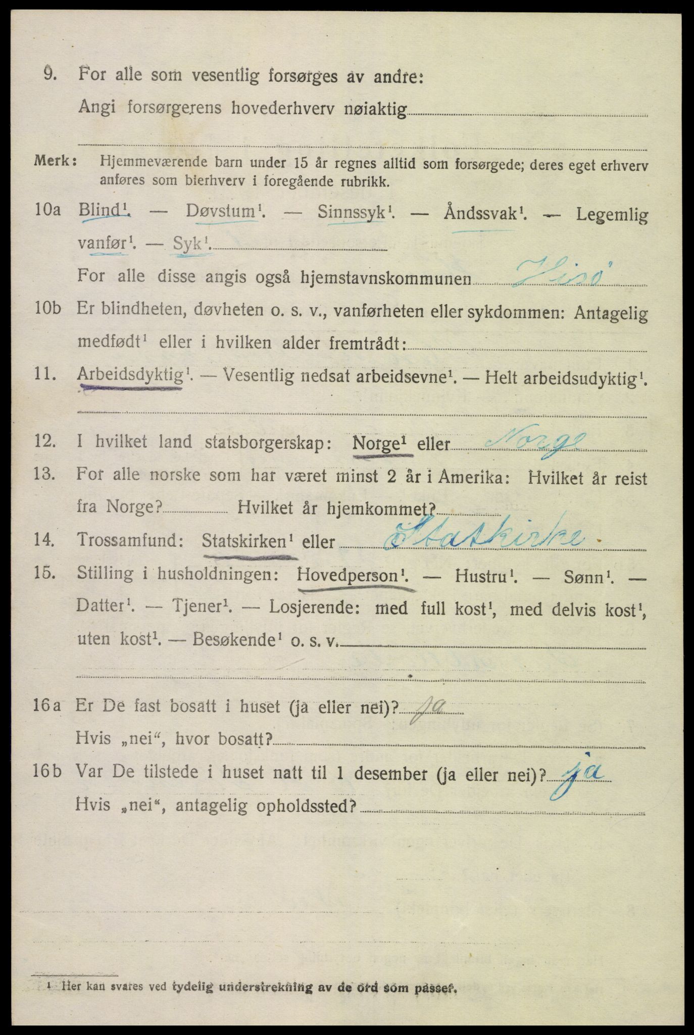 SAK, 1920 census for Hisøy, 1920, p. 2491