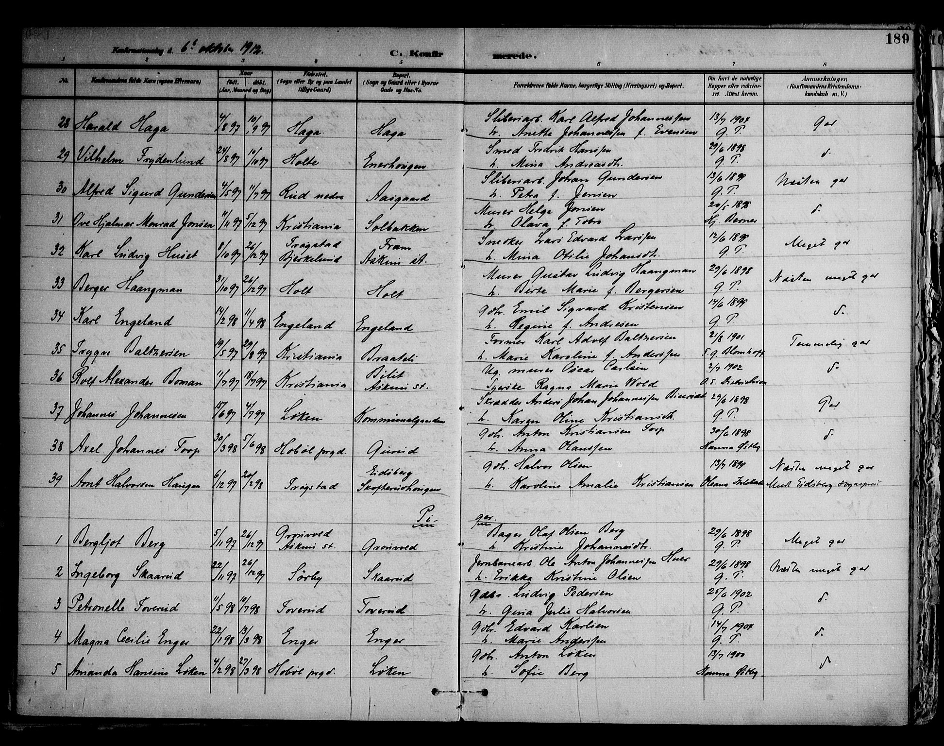 Askim prestekontor Kirkebøker, AV/SAO-A-10900/F/Fa/L0008: Parish register (official) no. 8, 1898-1912, p. 189