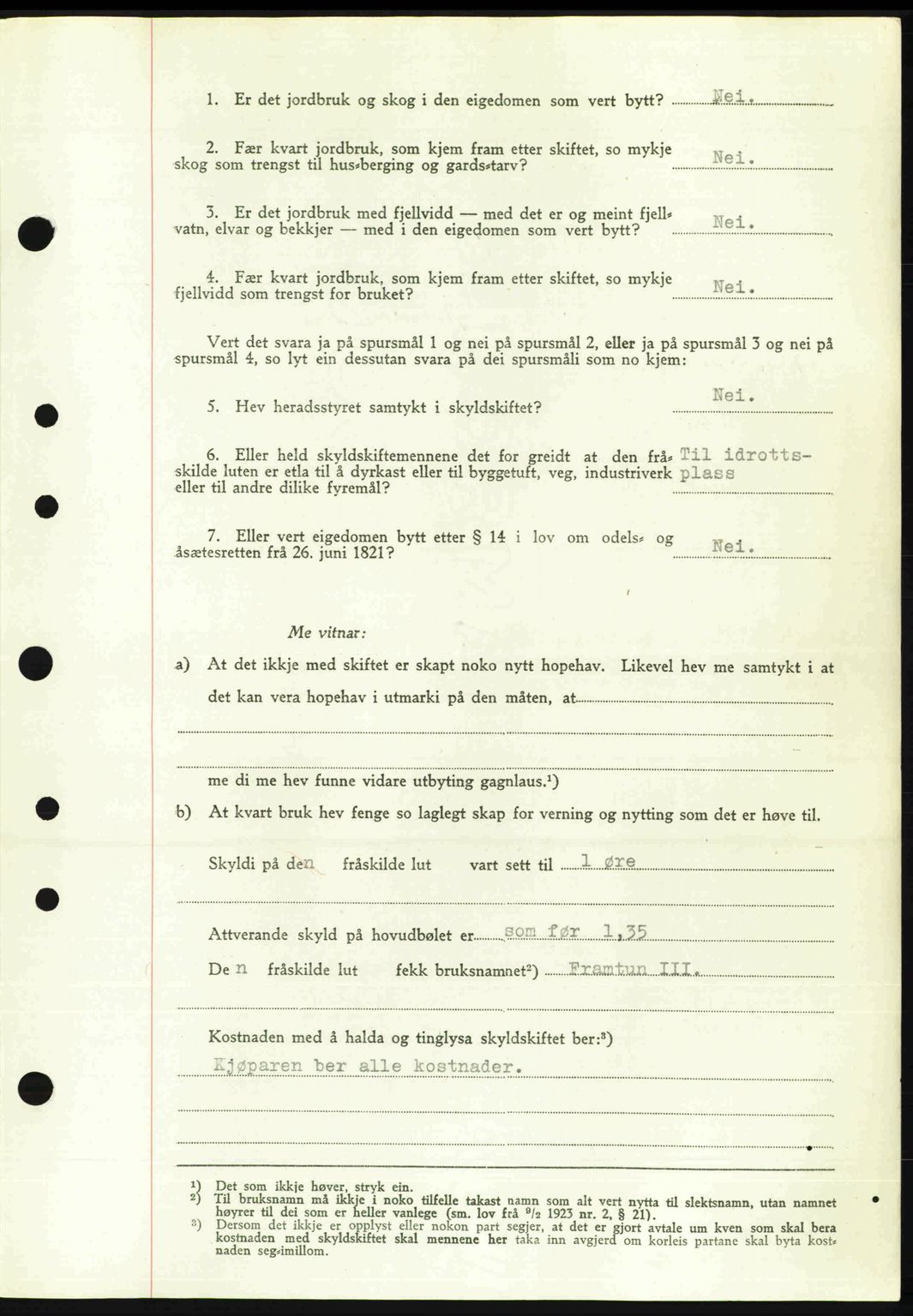 Nordre Sunnmøre sorenskriveri, AV/SAT-A-0006/1/2/2C/2Ca: Mortgage book no. A20b, 1946-1946, Diary no: : 9/1946