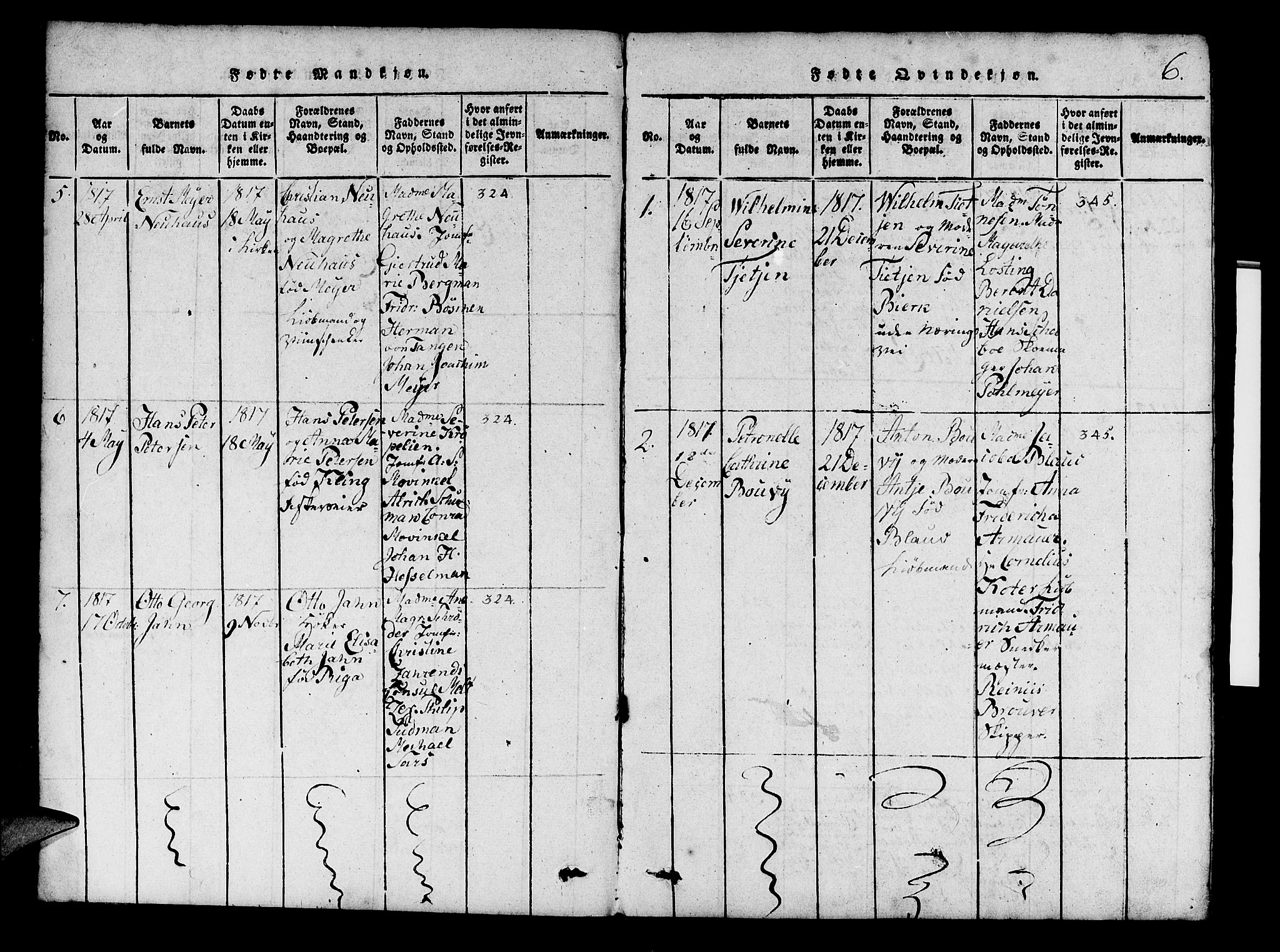 Mariakirken Sokneprestembete, SAB/A-76901/H/Hab/L0001: Parish register (copy) no. A 1, 1815-1846, p. 6