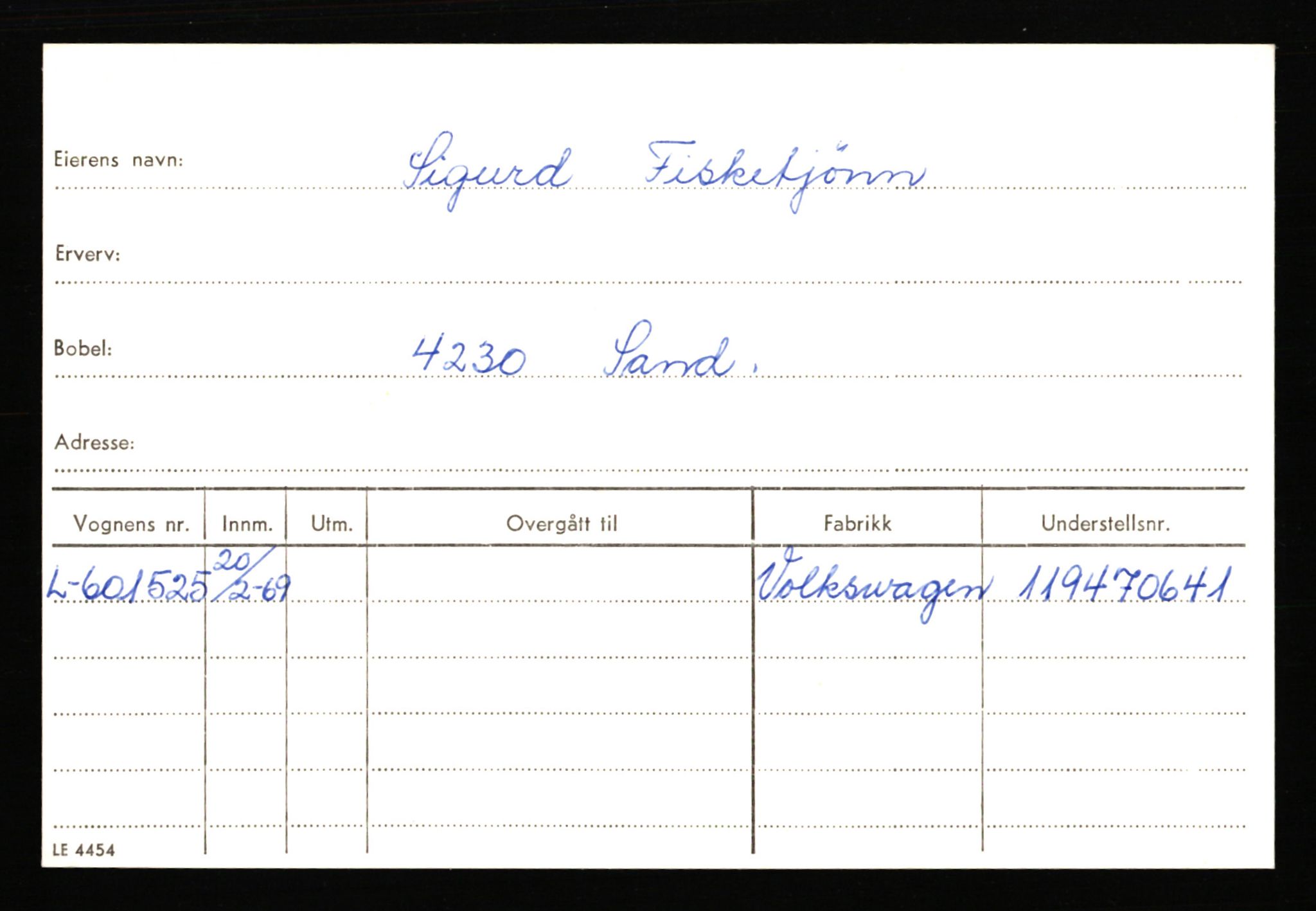 Haugesund trafikkstasjon, SAST/A-101941/0/G/Ga/L0005: Eierkort, gamle - FI-GJ, 1930-1970, p. 1