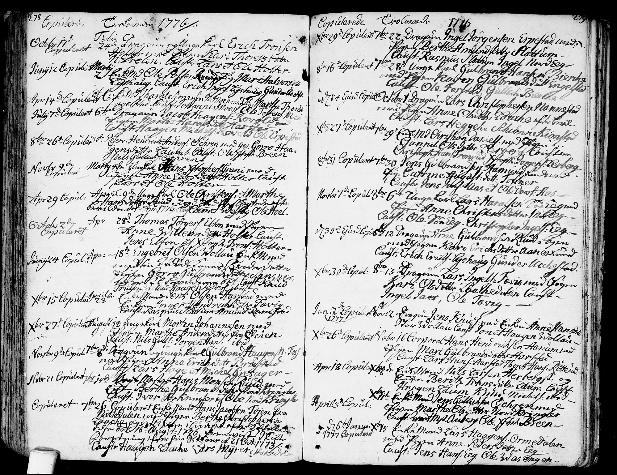 Nannestad prestekontor Kirkebøker, SAO/A-10414a/F/Fa/L0007: Parish register (official) no. I 7, 1754-1791, p. 278-279