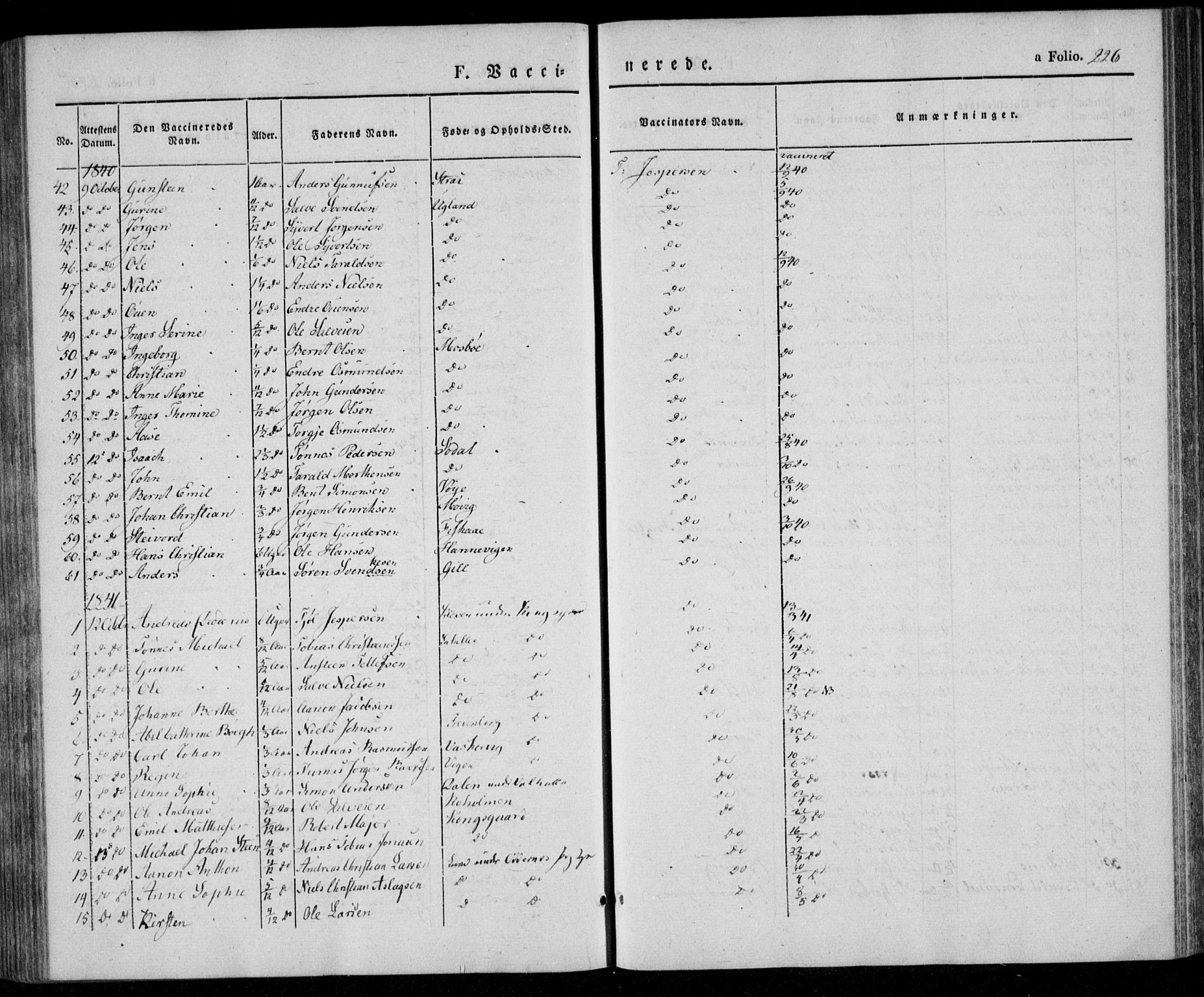 Oddernes sokneprestkontor, SAK/1111-0033/F/Fa/Faa/L0006: Parish register (official) no. A 6, 1838-1851, p. 226