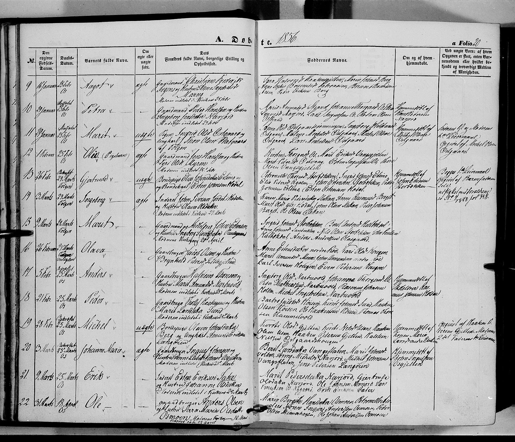 Tolga prestekontor, AV/SAH-PREST-062/K/L0006: Parish register (official) no. 6, 1852-1876, p. 20