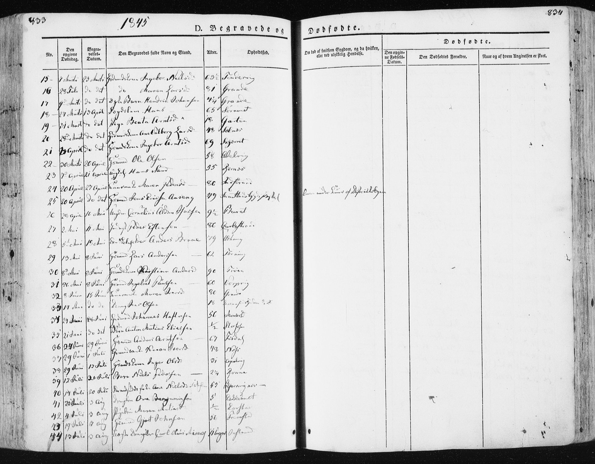Ministerialprotokoller, klokkerbøker og fødselsregistre - Sør-Trøndelag, SAT/A-1456/659/L0736: Parish register (official) no. 659A06, 1842-1856, p. 833-834