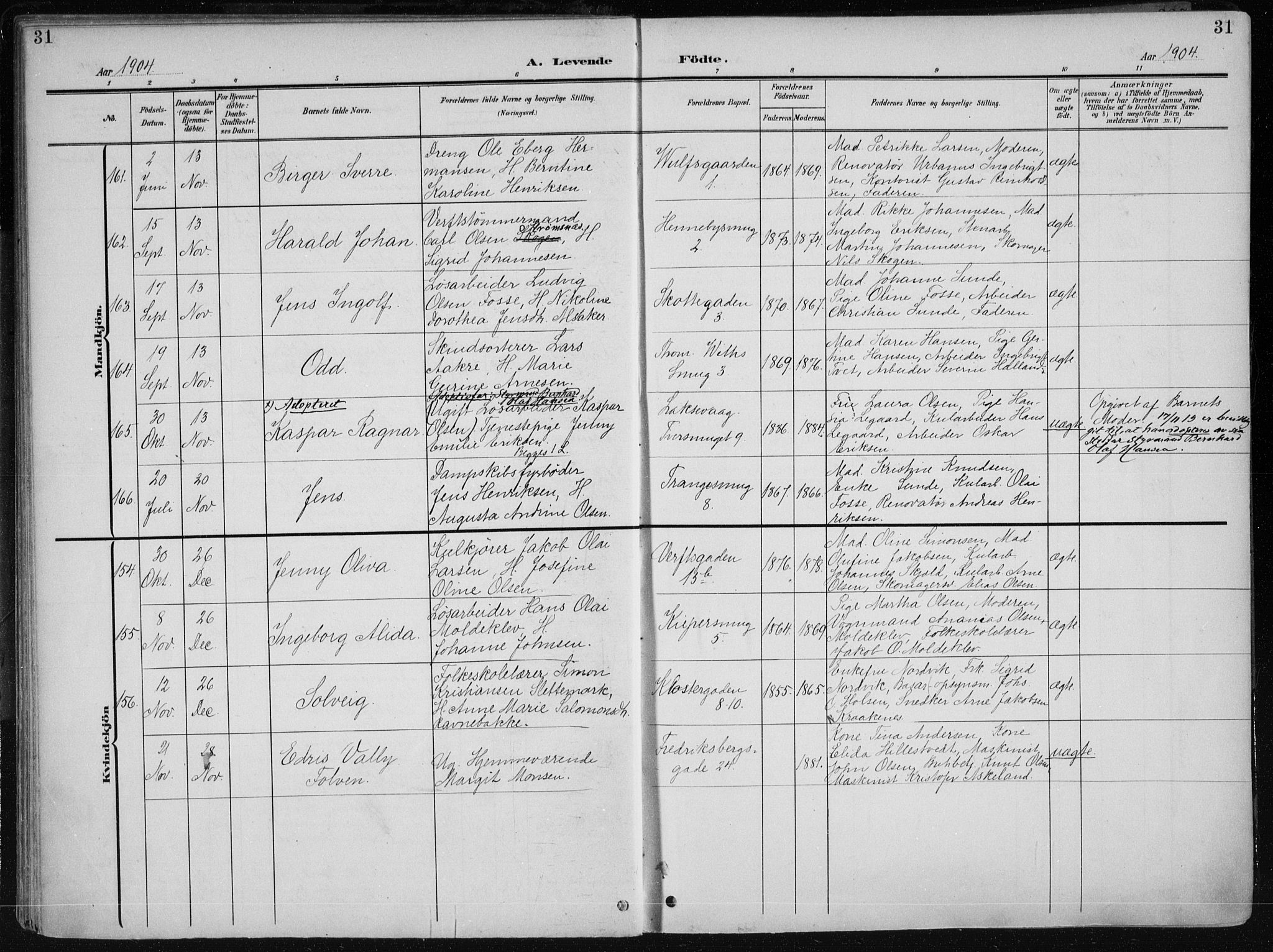 Nykirken Sokneprestembete, AV/SAB-A-77101/H/Haa/L0019: Parish register (official) no. B 7, 1904-1916, p. 31