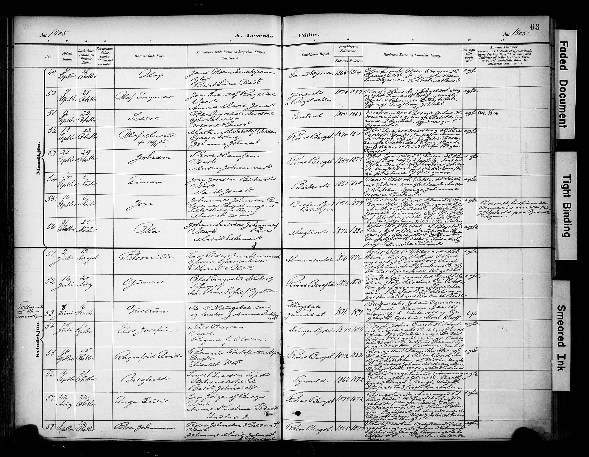 Ministerialprotokoller, klokkerbøker og fødselsregistre - Sør-Trøndelag, AV/SAT-A-1456/681/L0936: Parish register (official) no. 681A14, 1899-1908, p. 63