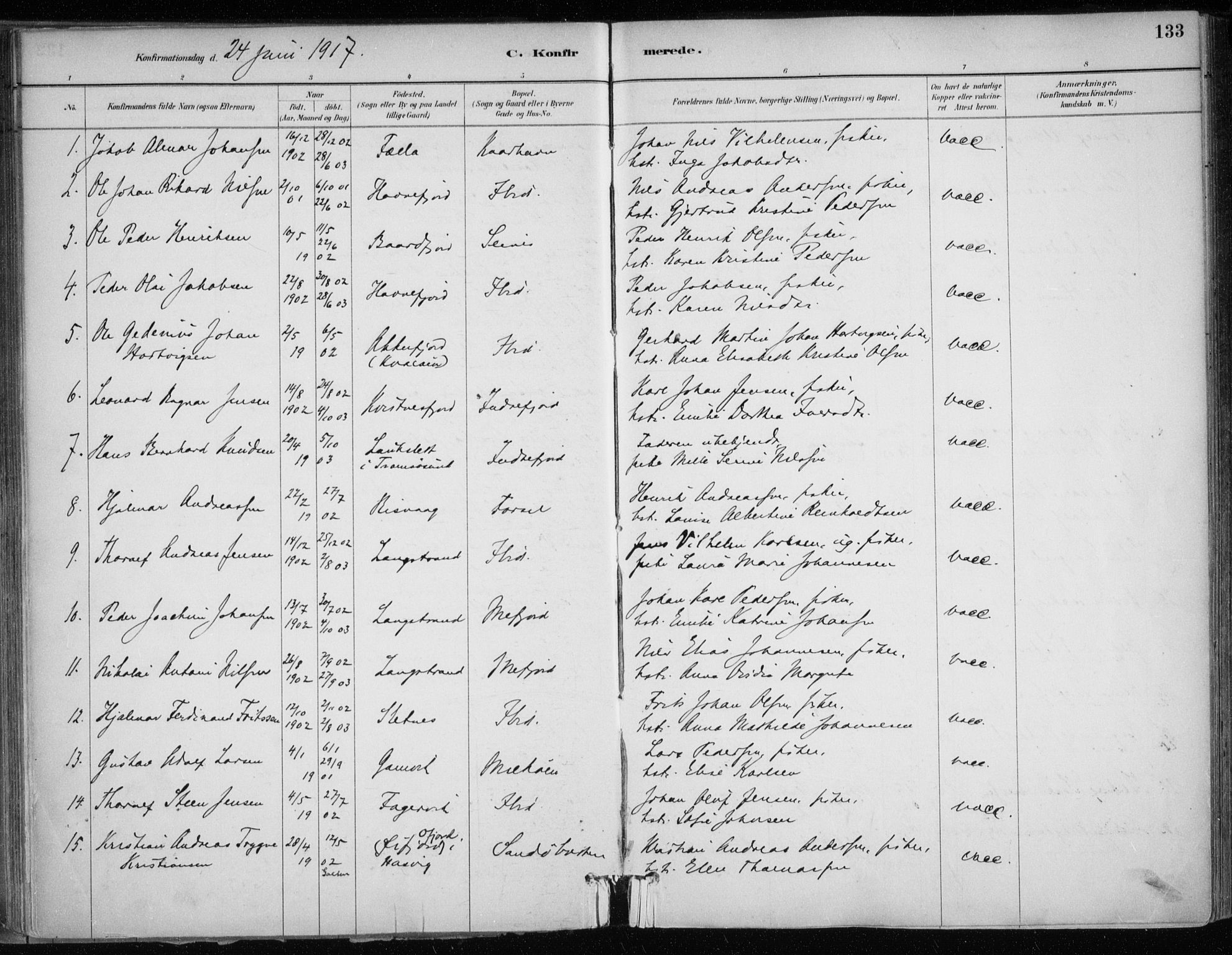 Hammerfest sokneprestkontor, SATØ/S-1347/H/Ha/L0013.kirke: Parish register (official) no. 13, 1898-1917, p. 133