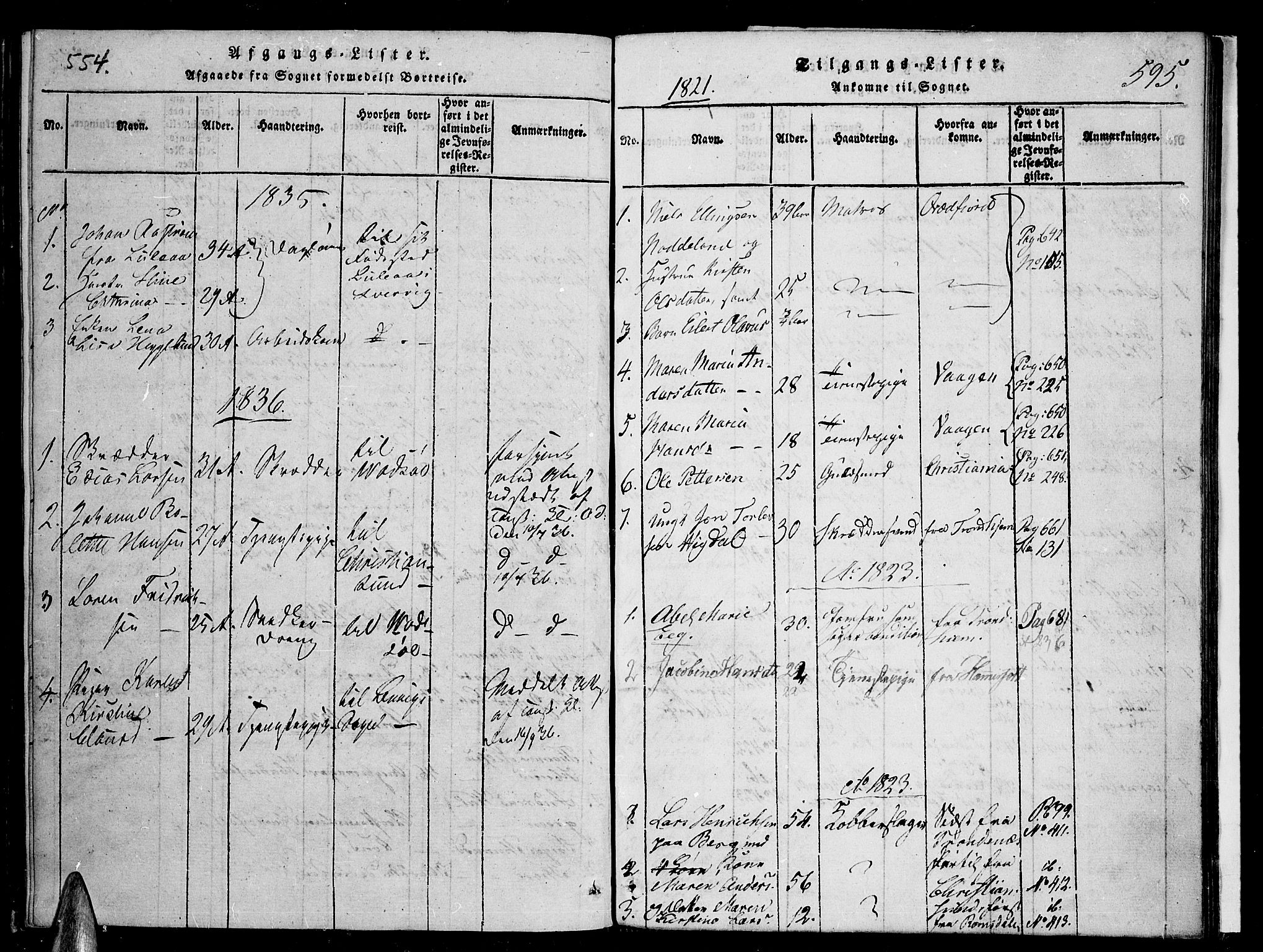 Tromsø sokneprestkontor/stiftsprosti/domprosti, AV/SATØ-S-1343/G/Ga/L0007kirke: Parish register (official) no. 7, 1821-1828, p. 554