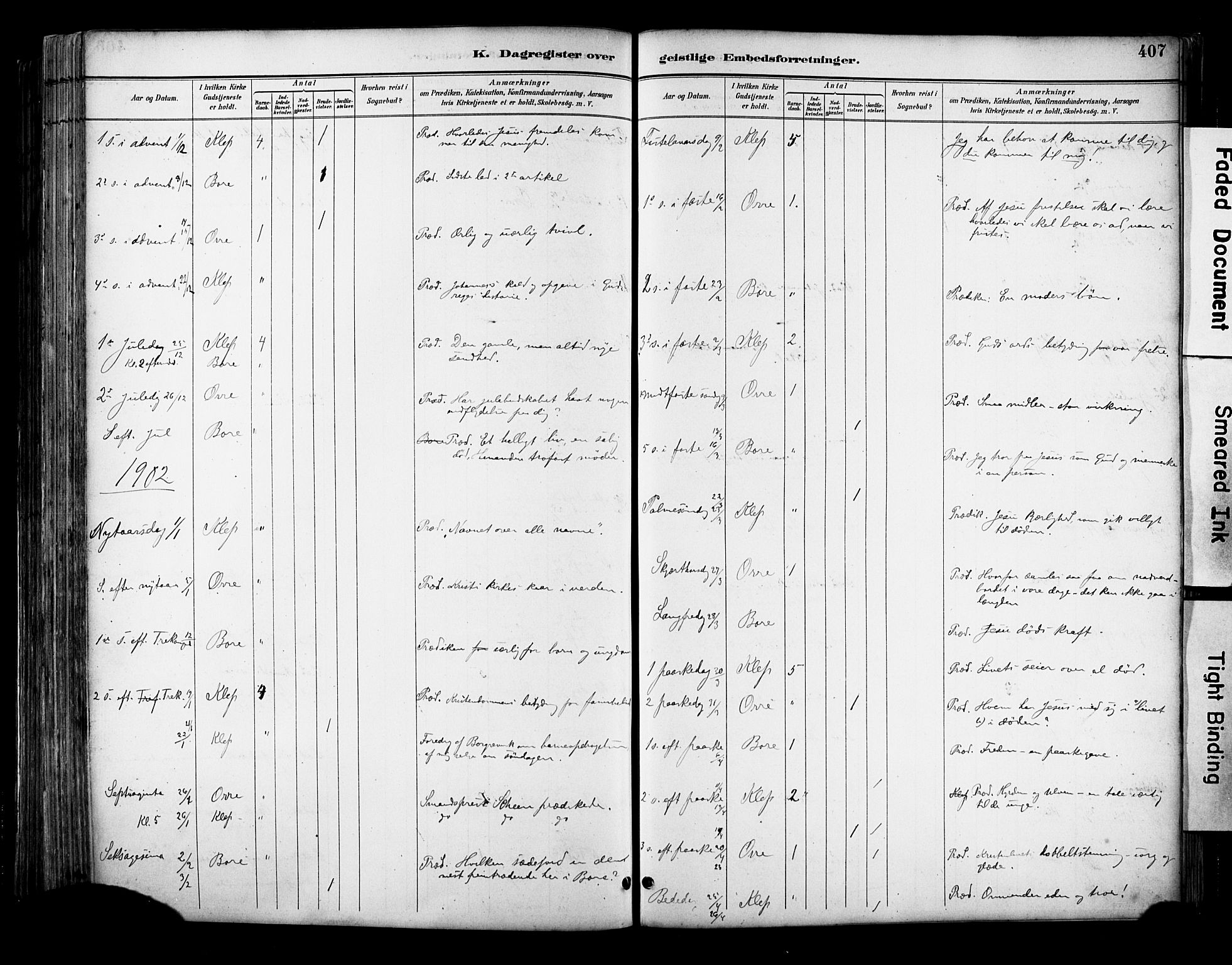 Klepp sokneprestkontor, SAST/A-101803/001/3/30BA/L0009: Parish register (official) no. A 7, 1886-1915, p. 407