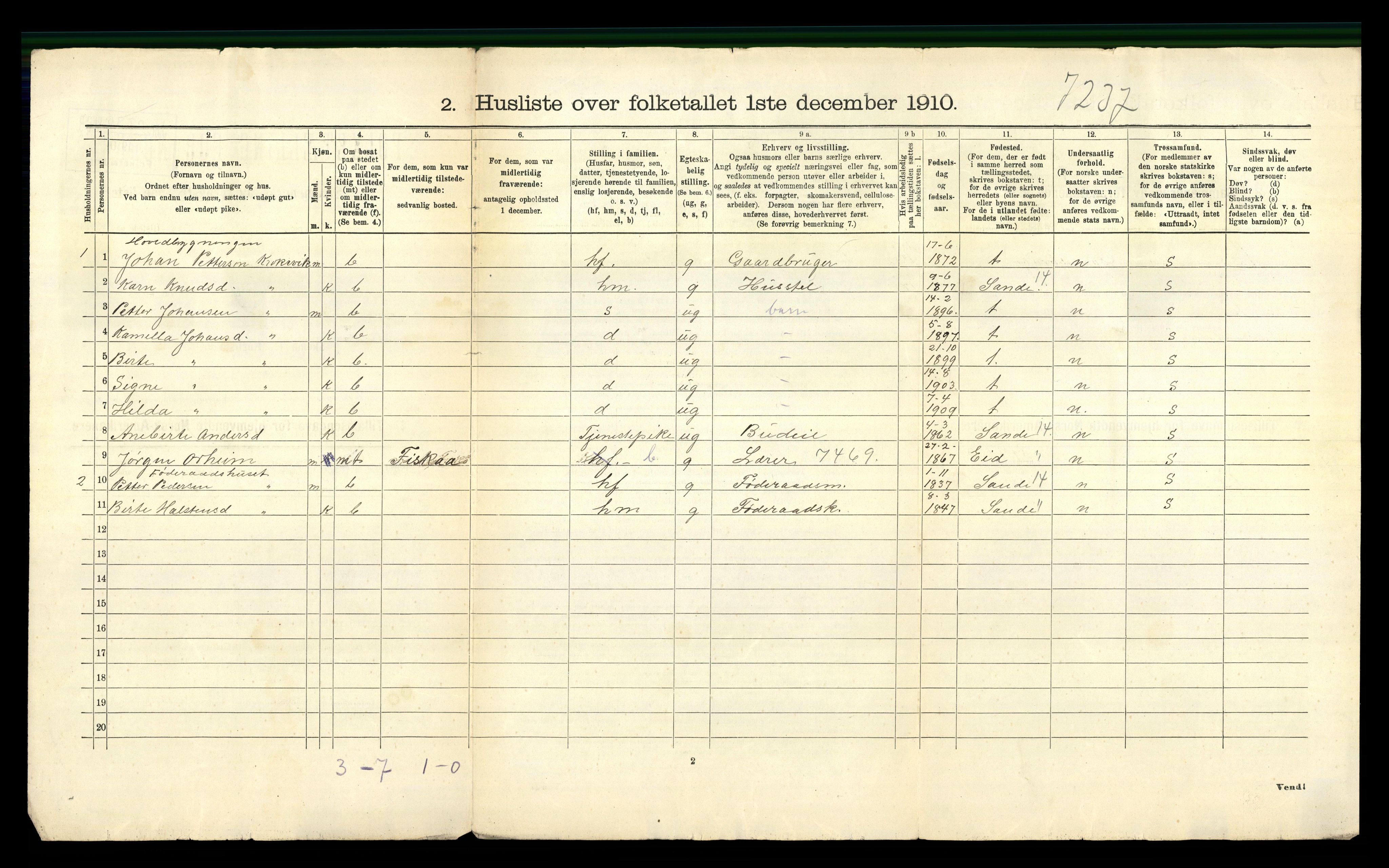 RA, 1910 census for Vanylven, 1910, p. 70