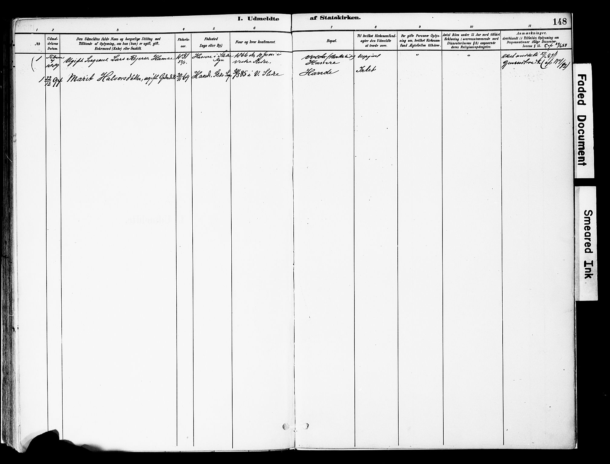 Vestre Slidre prestekontor, AV/SAH-PREST-136/H/Ha/Haa/L0004: Parish register (official) no. 4, 1881-1911, p. 148