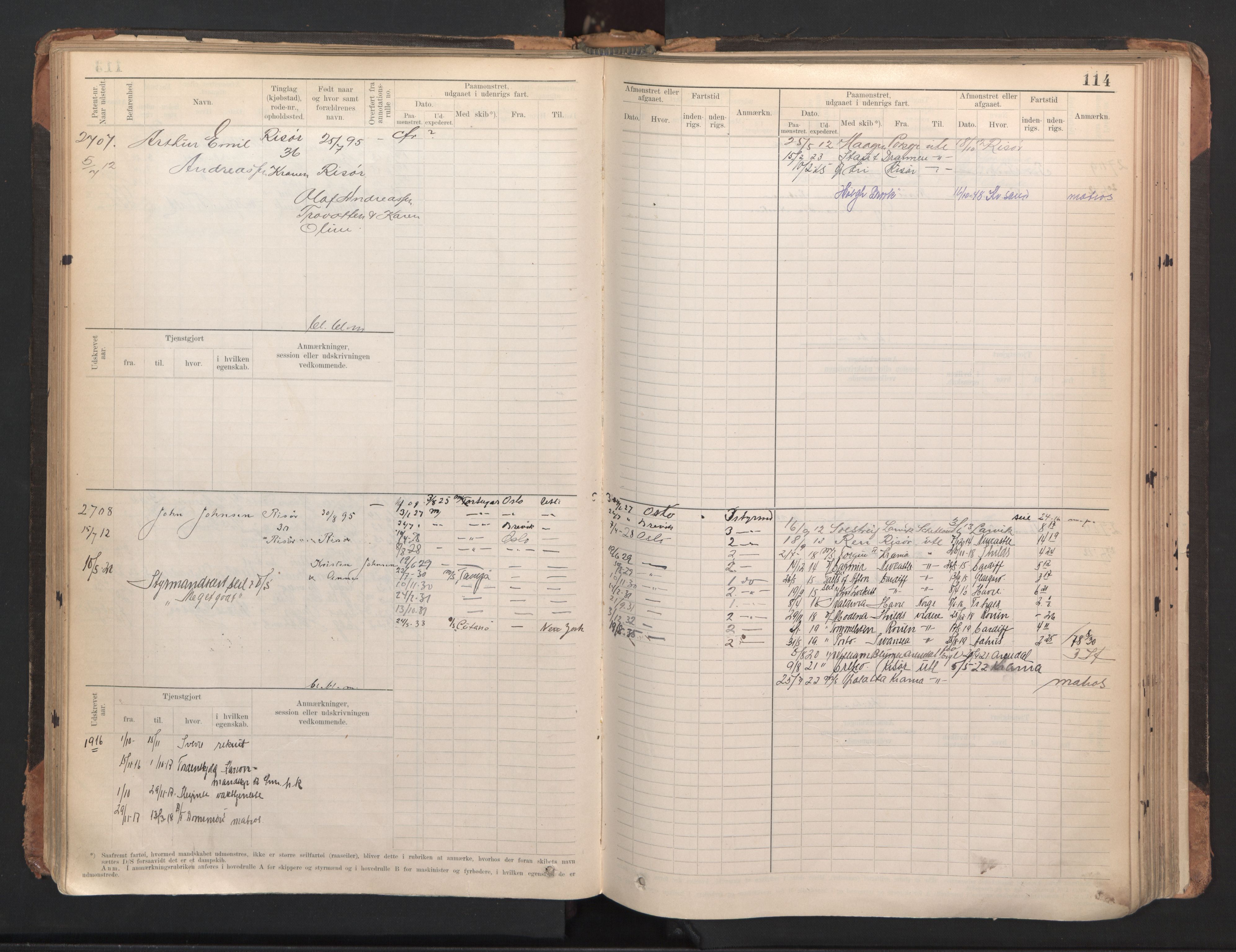 Risør mønstringskrets, AV/SAK-2031-0010/F/Fb/L0005: Hovedrulle A nr 2485-3065, Q-5, 1904-1948, p. 118